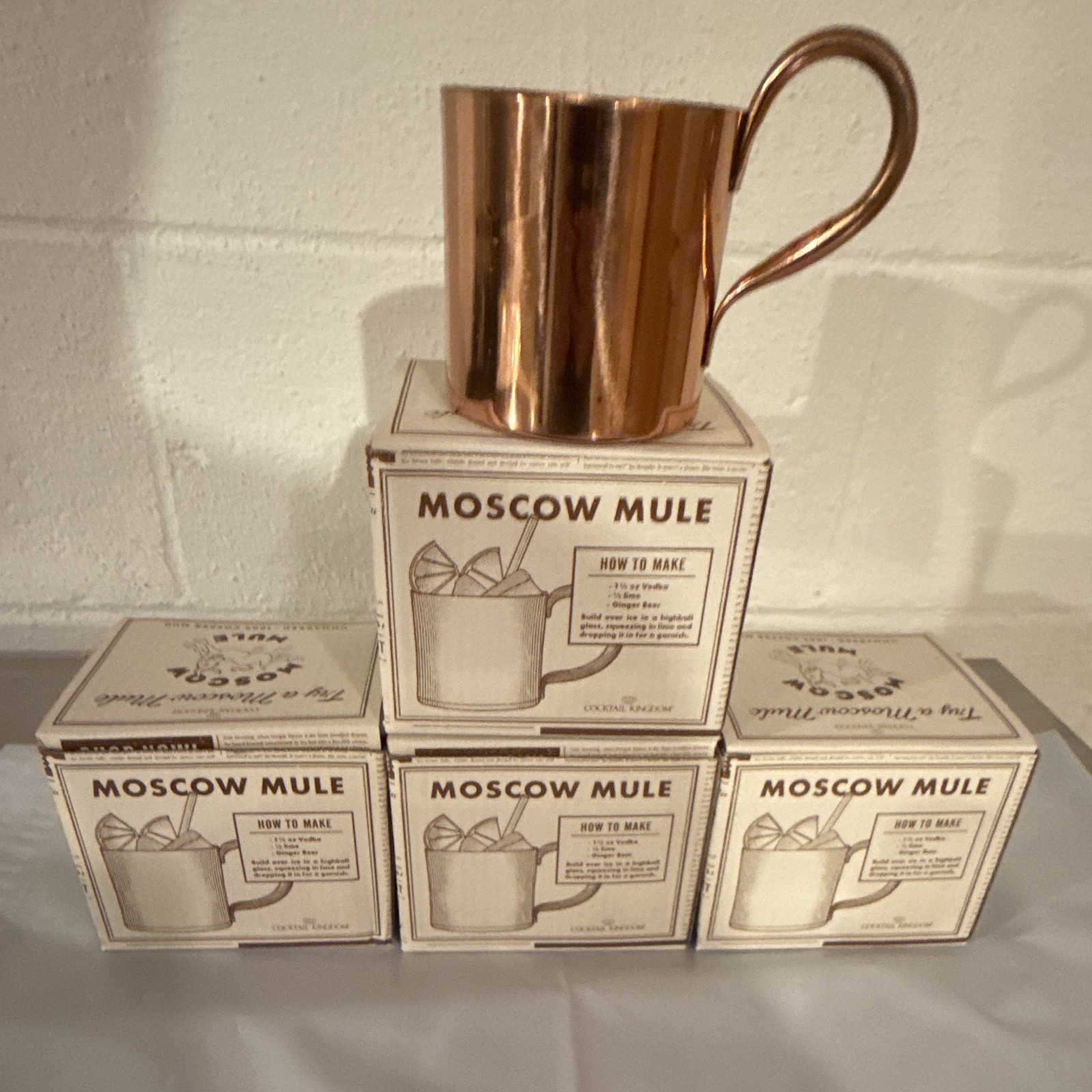 Set of 4 Copper Moscow Mule Mugs 12 oz Round Solid w/ Handles Vintage/Retro