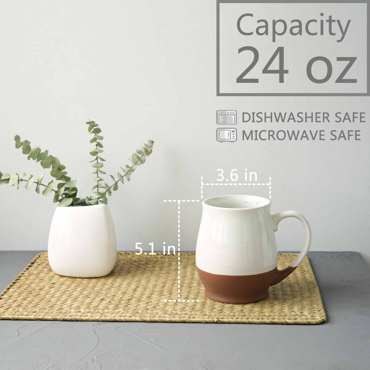 Extra Large Ceramic Coffee Mug, 24 Oz, Dishwasher and Microwave Safe, Big Oversi