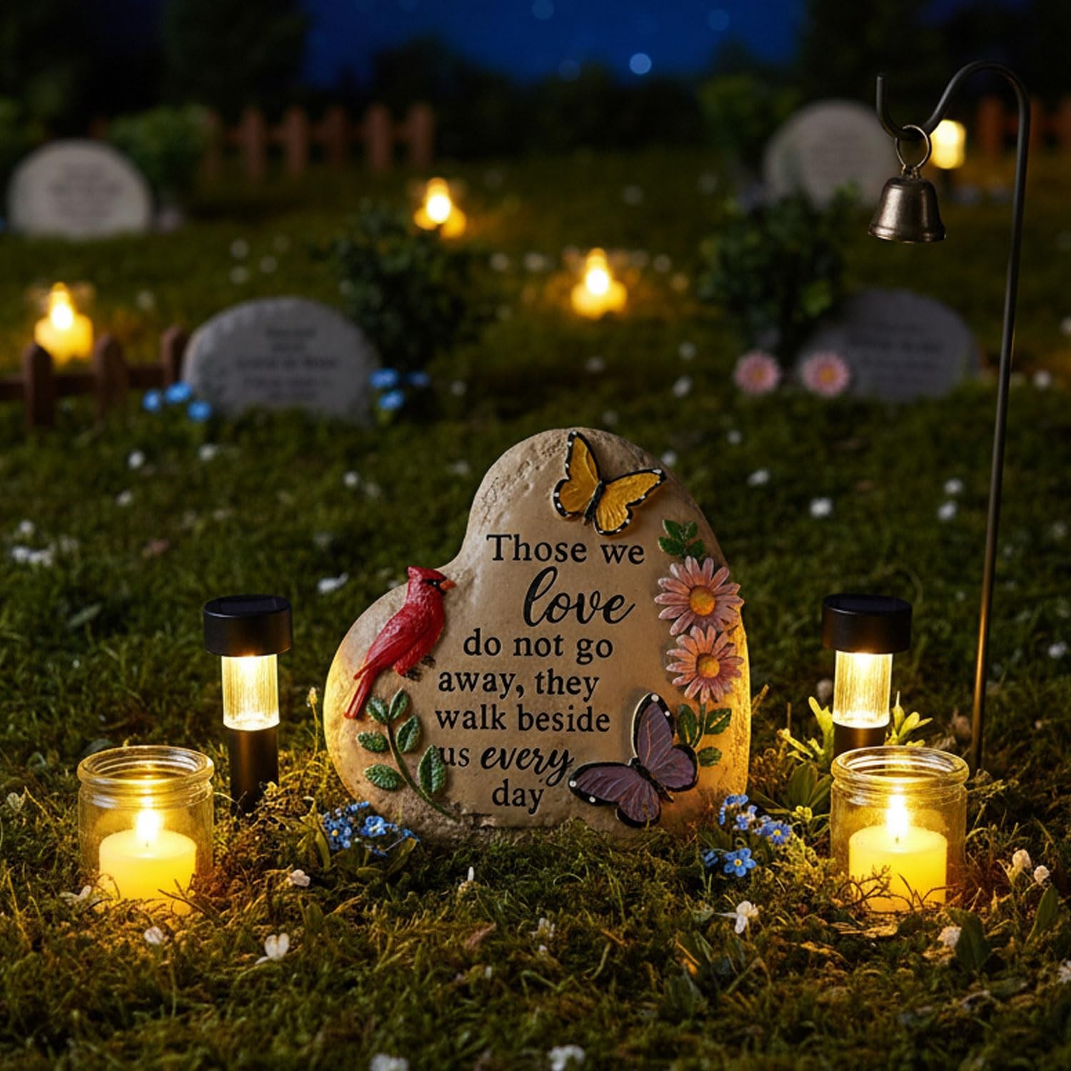 Memorial Garden Stone Cardinal Sympathy Gifts with Butterfly Flowers, in Memo…