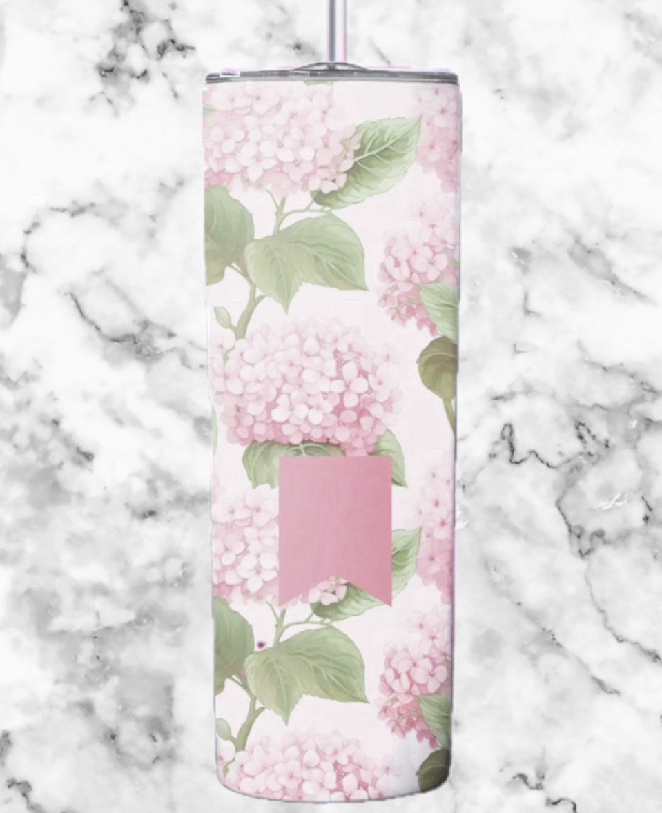 Pink 20 Oz Hydrangea Tumbler