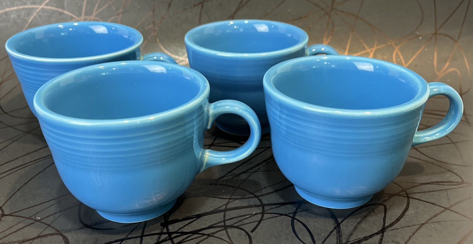 Fiestaware Homer Laughlin Coffee Tea Mugs Set of 4 Light Blue Peacock