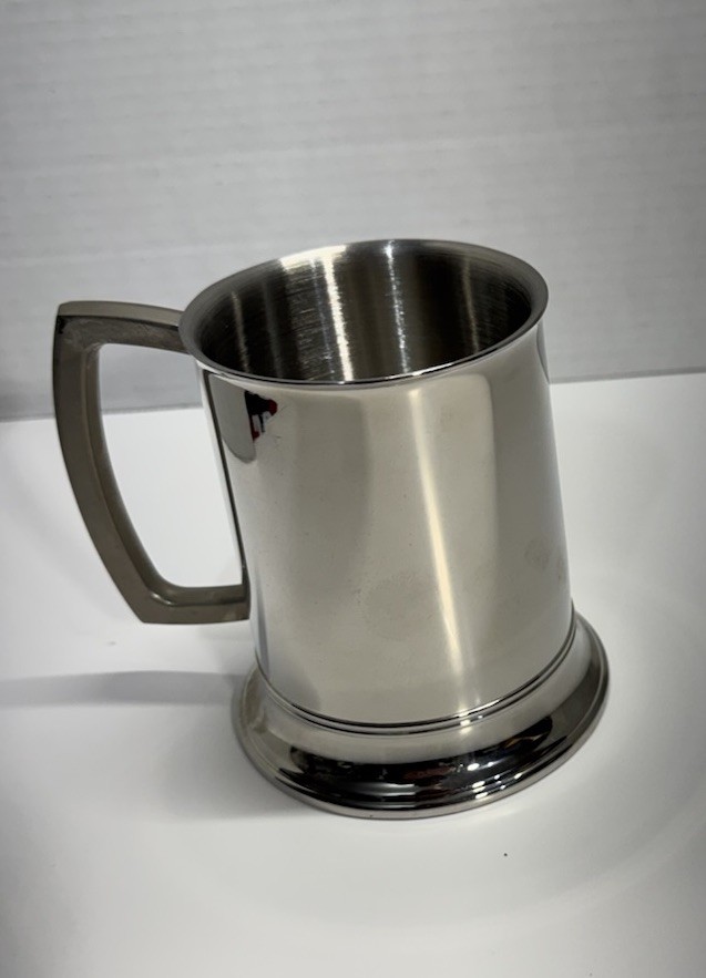 Stainless Steel Beer Mug 12 fl oz Silver Round w/ Handle