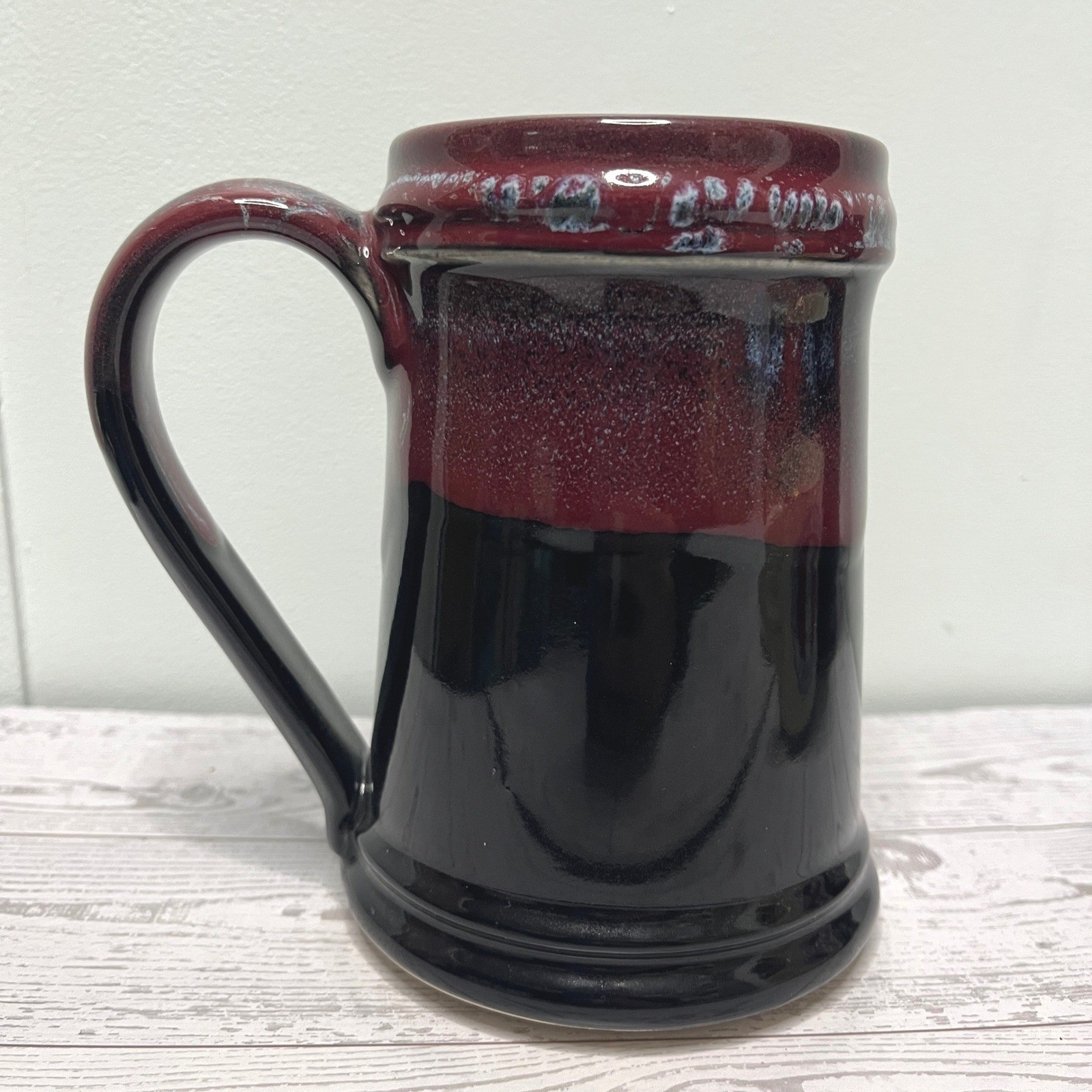 Iron Hill Brewery 2011 Club Member Mug Drip Glaze Pottery Stoneware Stein Red