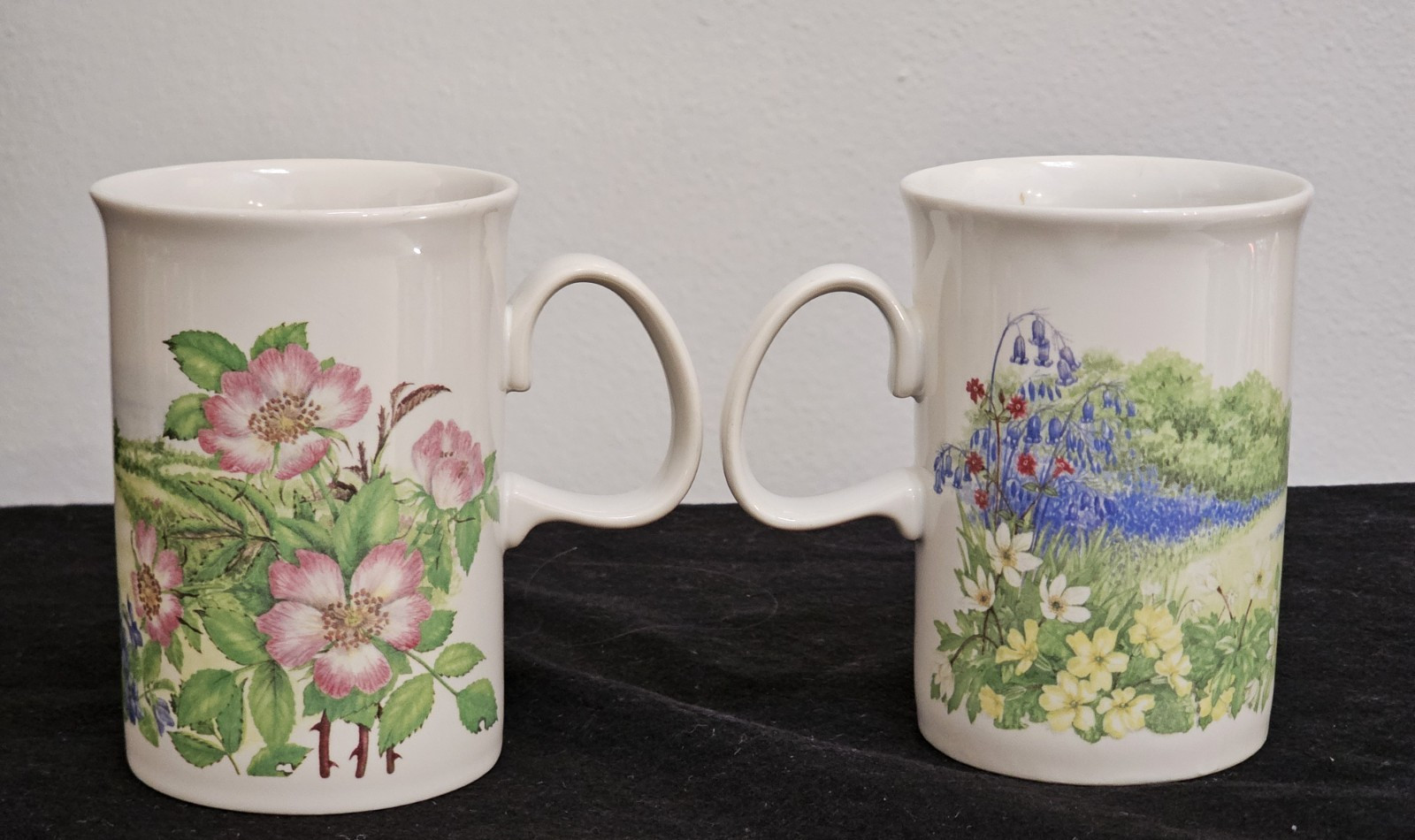 Dunoon Dog Rose & Bluebell Fine Bone China Floral Mugs Set of 2