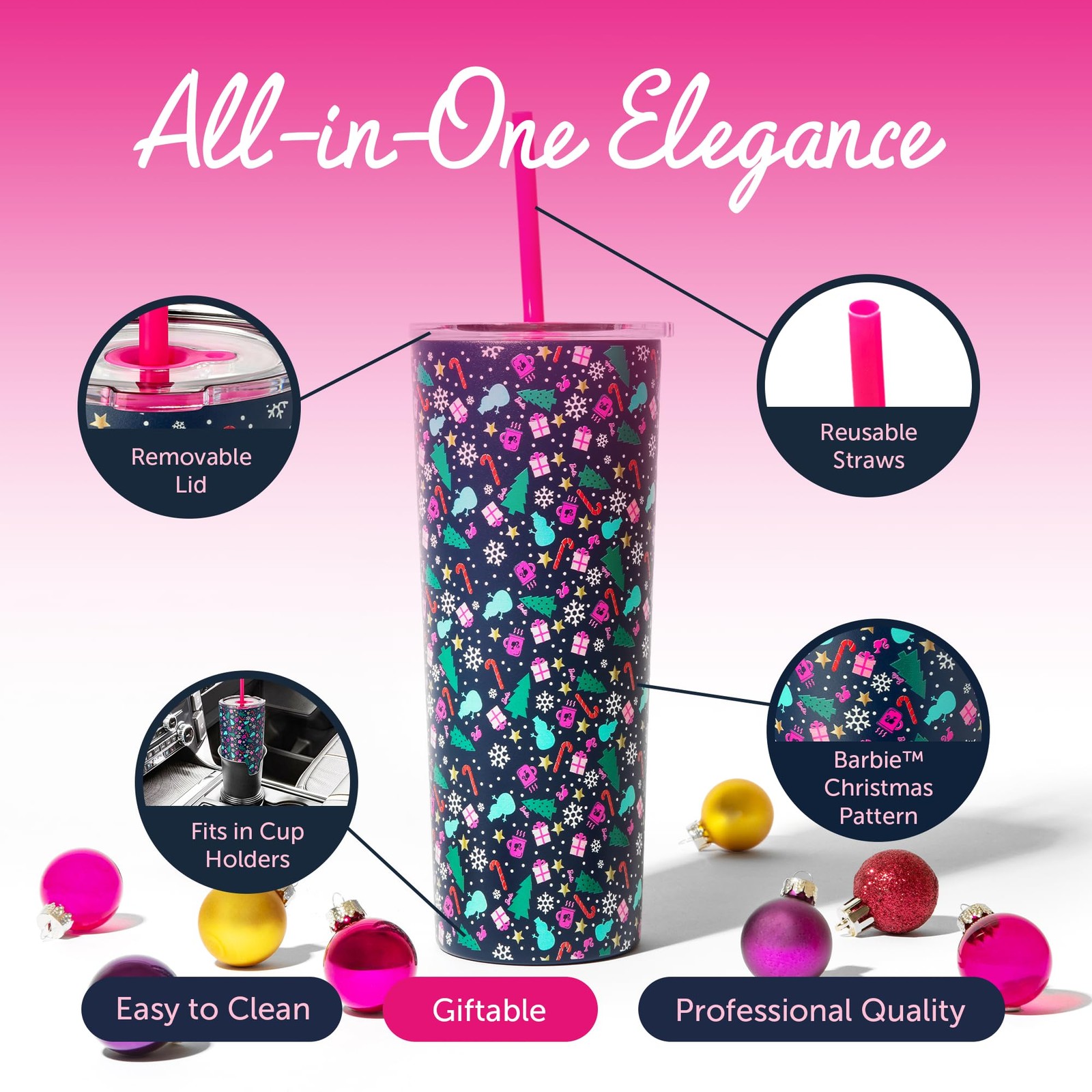 x Barbie Vacuum Insulated Tumbler, 24 oz – Christmas