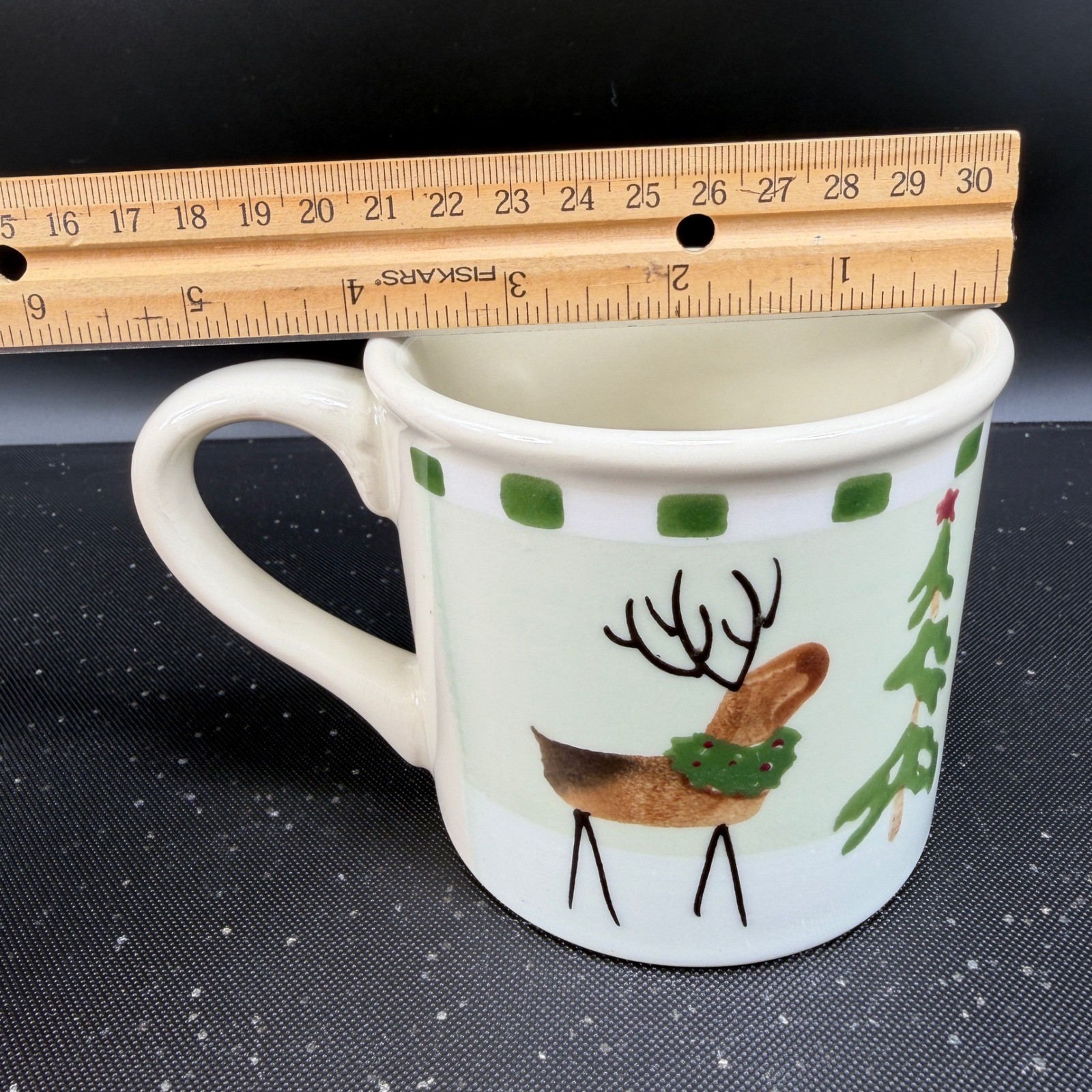 Hartstone Pottery Reindeer Christmas Mug USA Stoneware Holiday Coffee Cup 3.5in