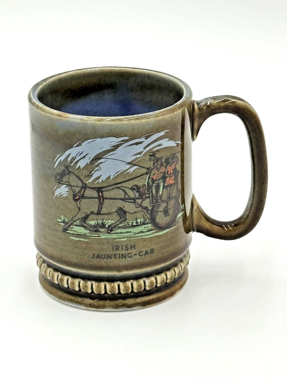 VINTAGE WADE IRELAND POTTERY MUG TANKARD IRISH JAUNTING CAR MADE IN IRELAND WADE