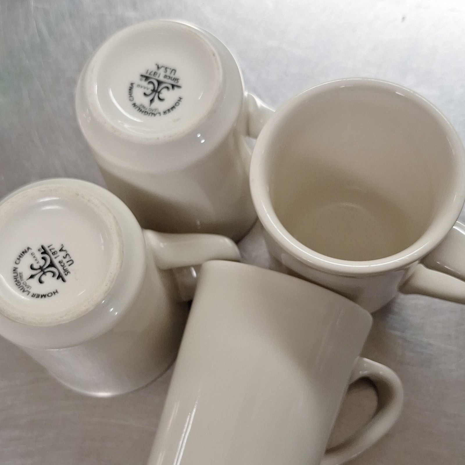 Homer Laughlin China White Coffee Mug Set Four-Piece Round China