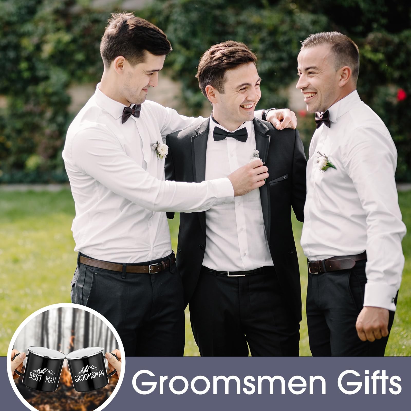 6 Pack Groomsmen Gifts for Wedding 1 Best Man 5 Groomsmen Cups Enamel Camping…