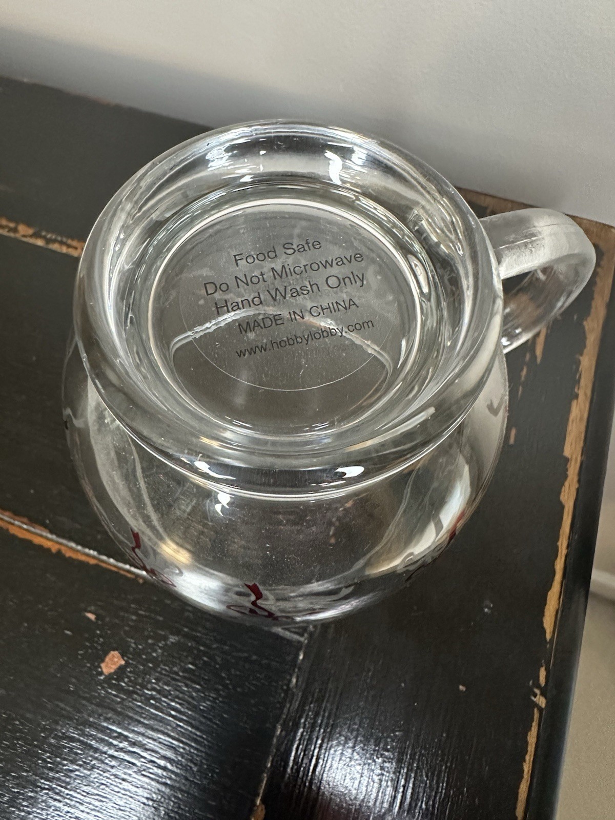Adorable Red Bow Clear Glass Coffee Mug 8 fl oz Hand Wash