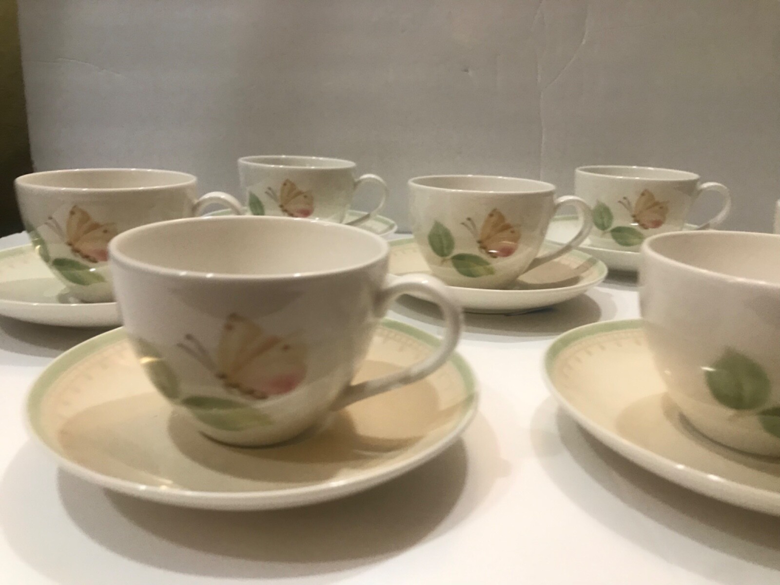 Villeroy Boch Florea Butterfly Set of 6 Tea Cups Made In Luxembourg