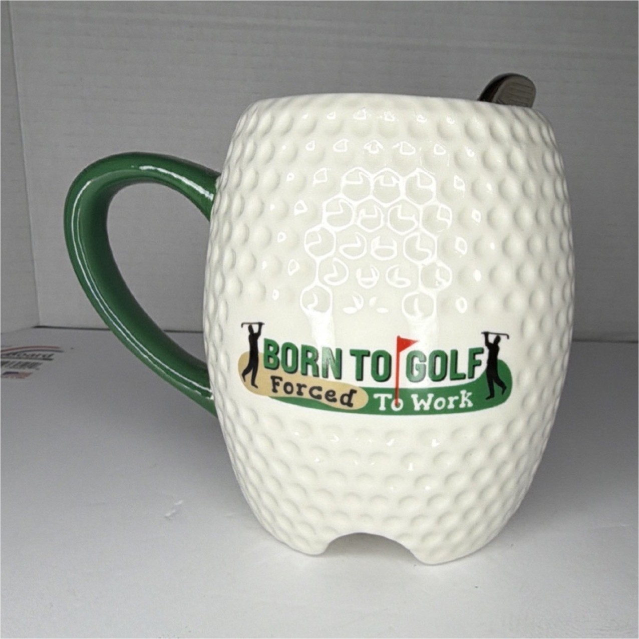 Golf Ball Shaped Ceramic Novelty Mug Set with Club Pen and Balls, Four-Piece