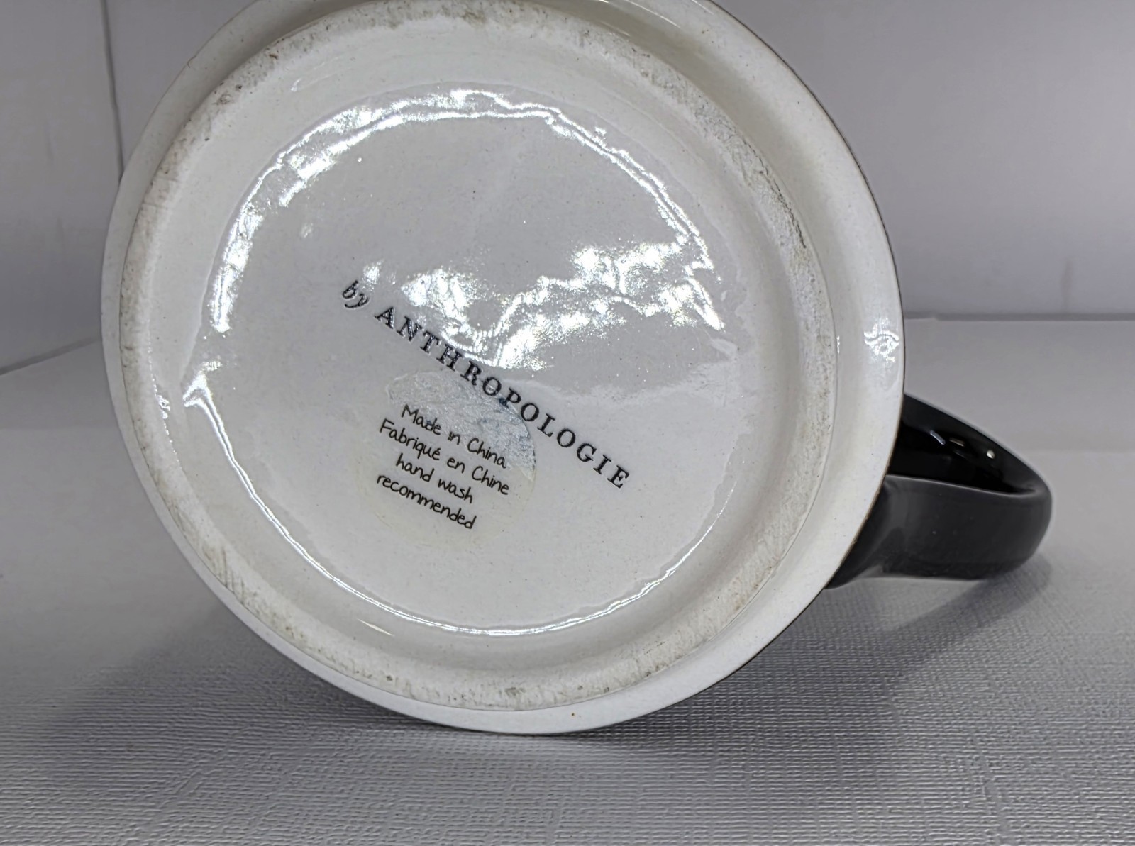 Anthropologie Bistro Tile Monogram Mug Initial T Ceramic Coffee Cup Stoneware