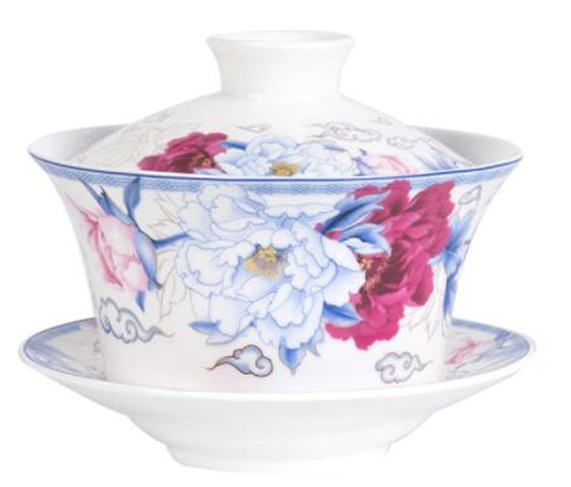 YBK Tech 10oz Large 5# Porcelain Kung Fu Gaiwan Tea Cup Saucer Lid Traditional