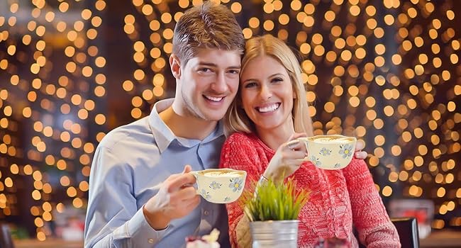 8.5 oz Elegant Floral Ceramic Mug Coffee Cup with Flower Decorations, 250ml
