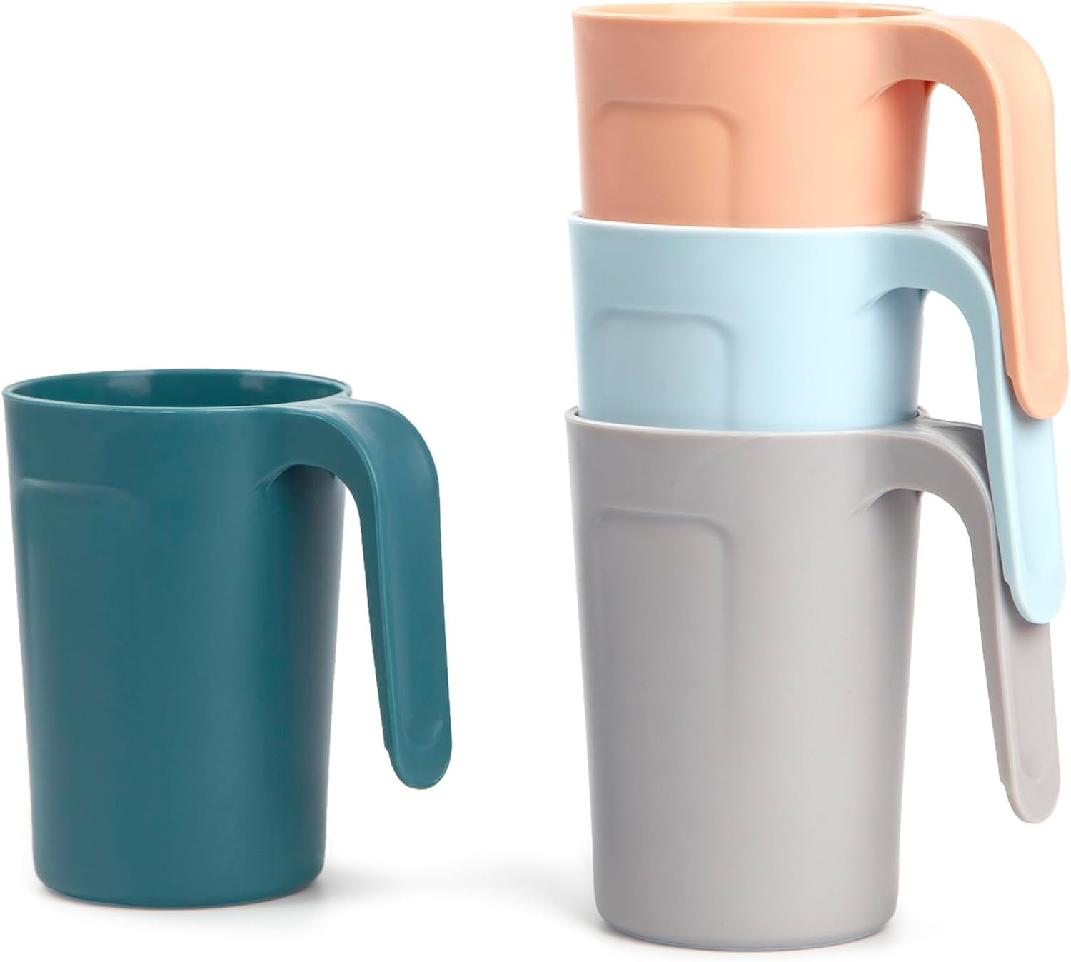 Reusable Plastic Cups (12 Oz) – Set of 4 | Unbreakable Plastic Coffee Mugs with