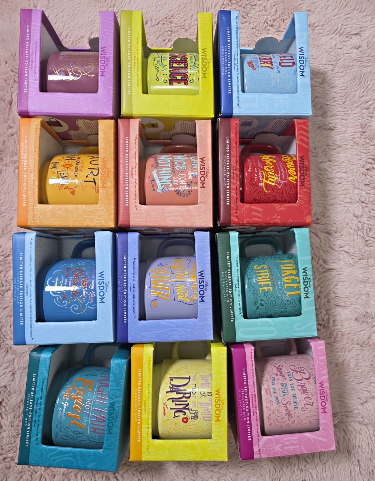 Disney Store Wisdom Collection Ceramic Stackable Mugs COMPLETE SET Lot of 12