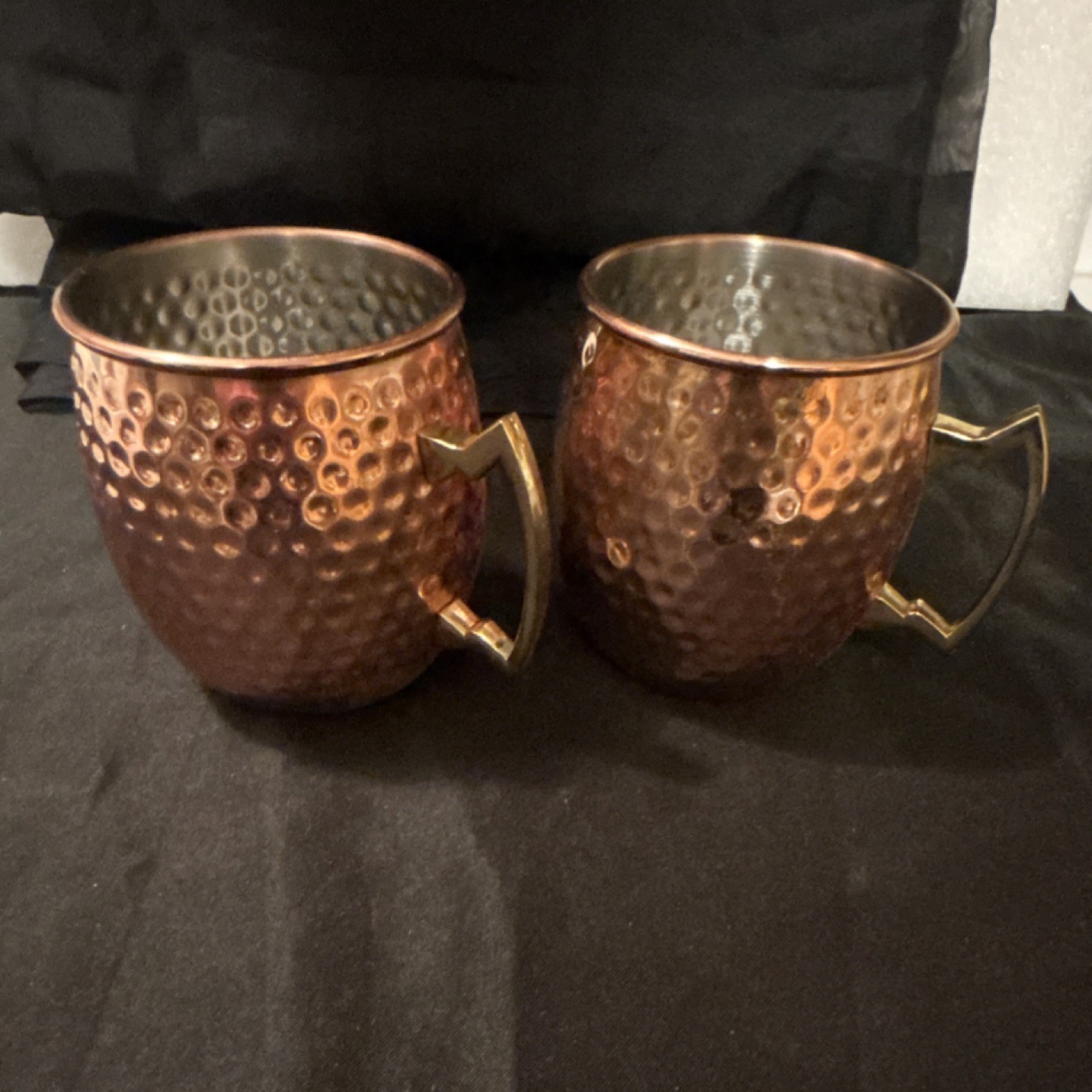 ecoone Hammered Copper Moscow Mule Mugs Set of 2 Decorated 4in x 3.5in