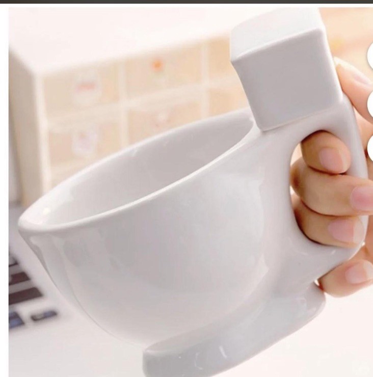 Toilet Mug Ceramic Novelty Mug w/ Lid, 12 fl oz White/Brown Poop, 2pc