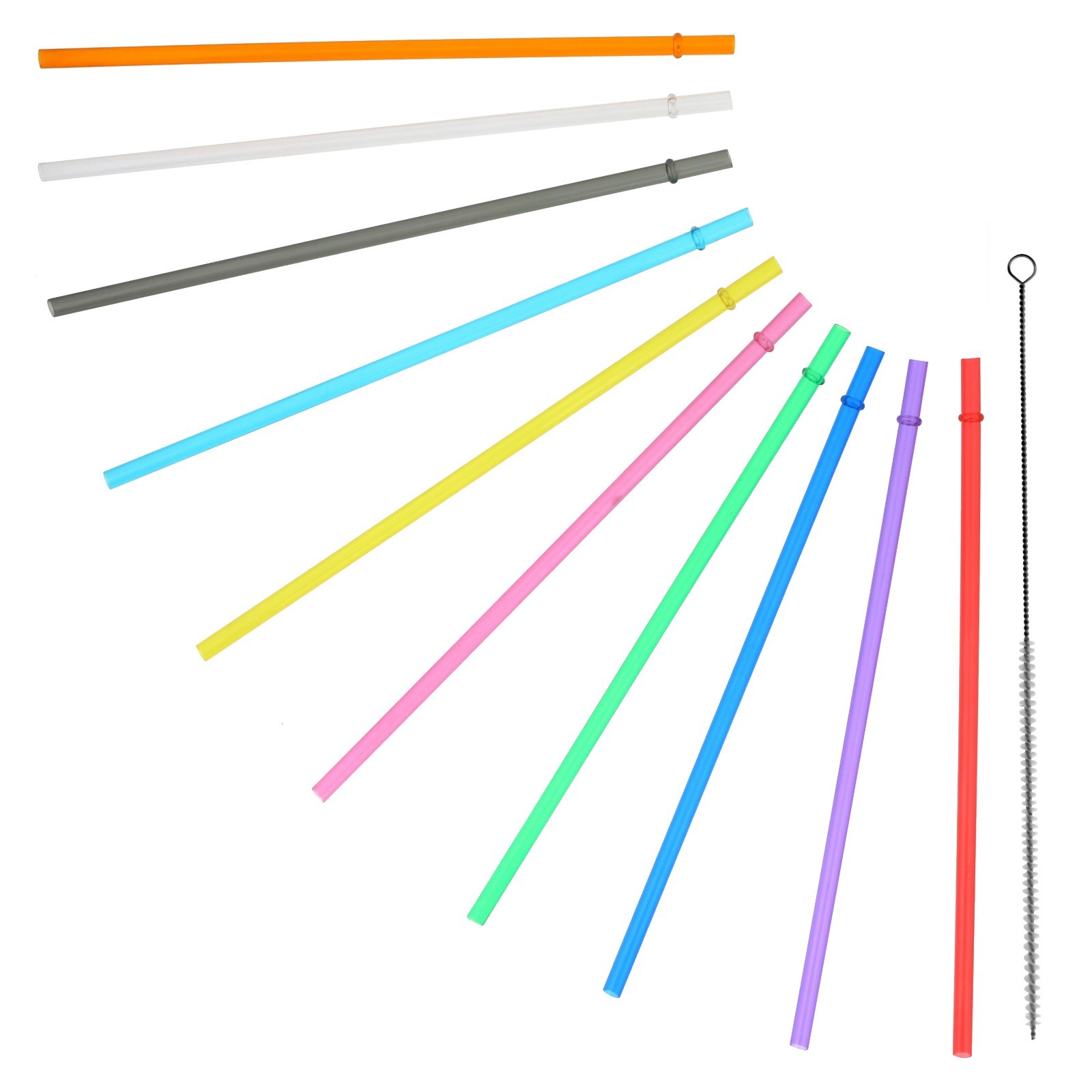 10.5″ / Rainbow Colored Replacement Acrylic Straw Set of 10 /With Cleaning Brush