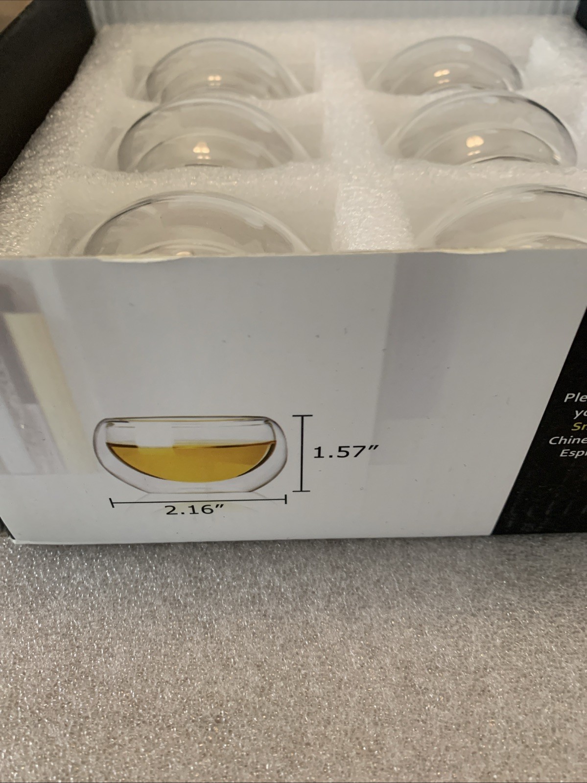 6 Double Walled Borosilicate Heat Resistant Glass Small Tea Cups 2 oz. 60ml