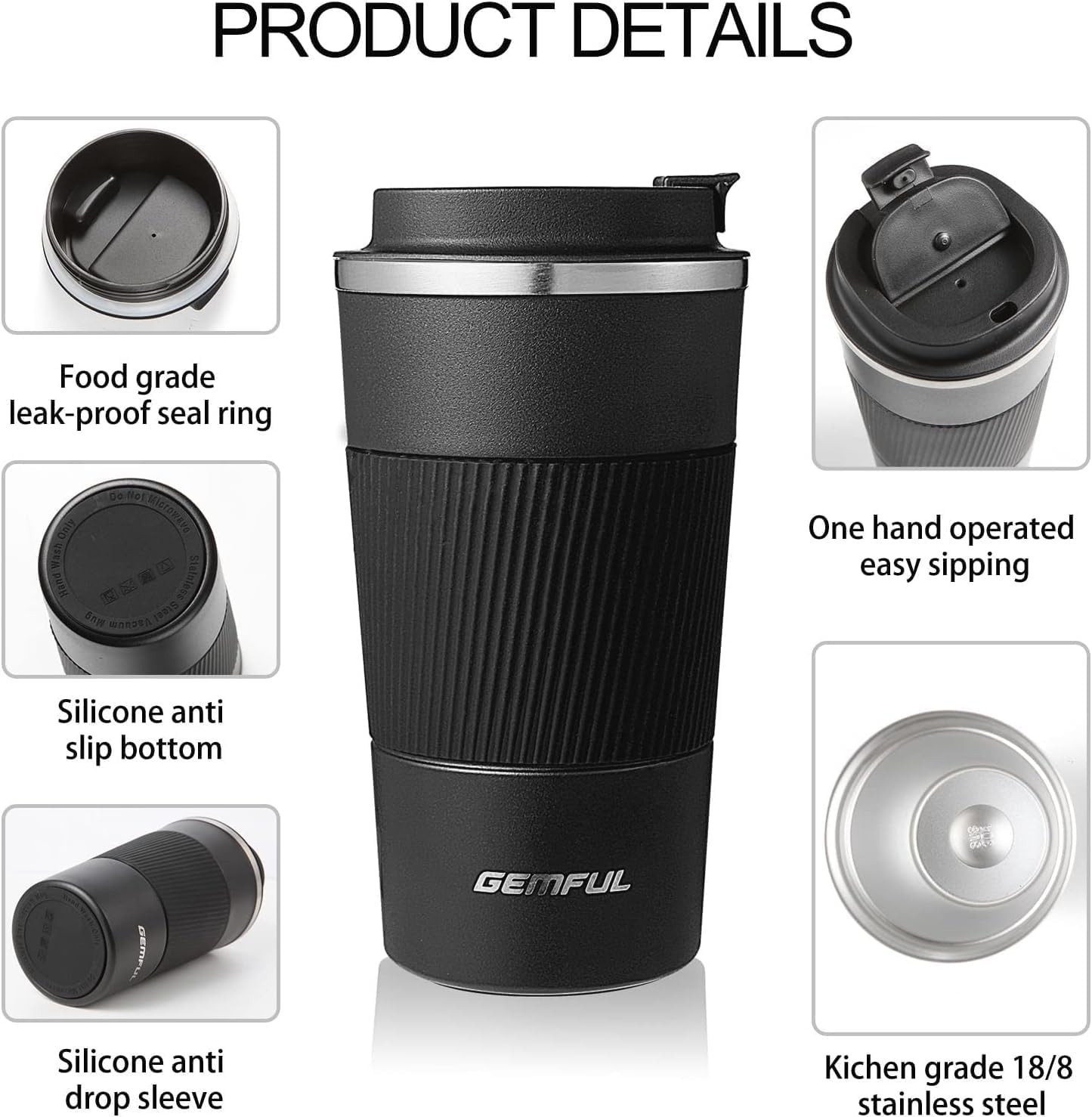 Reusable 17oz Coffee Tumbler with Non-Slip Grip – Perfect for Every Occasion