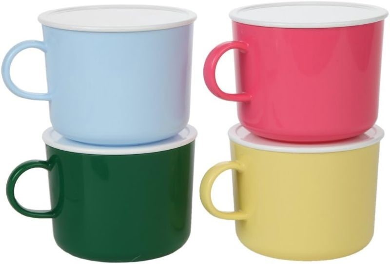 HOME-X Microwave Safe BPA Free Color-Coded Plastic Coffee Mug Set 20oz 4pcs