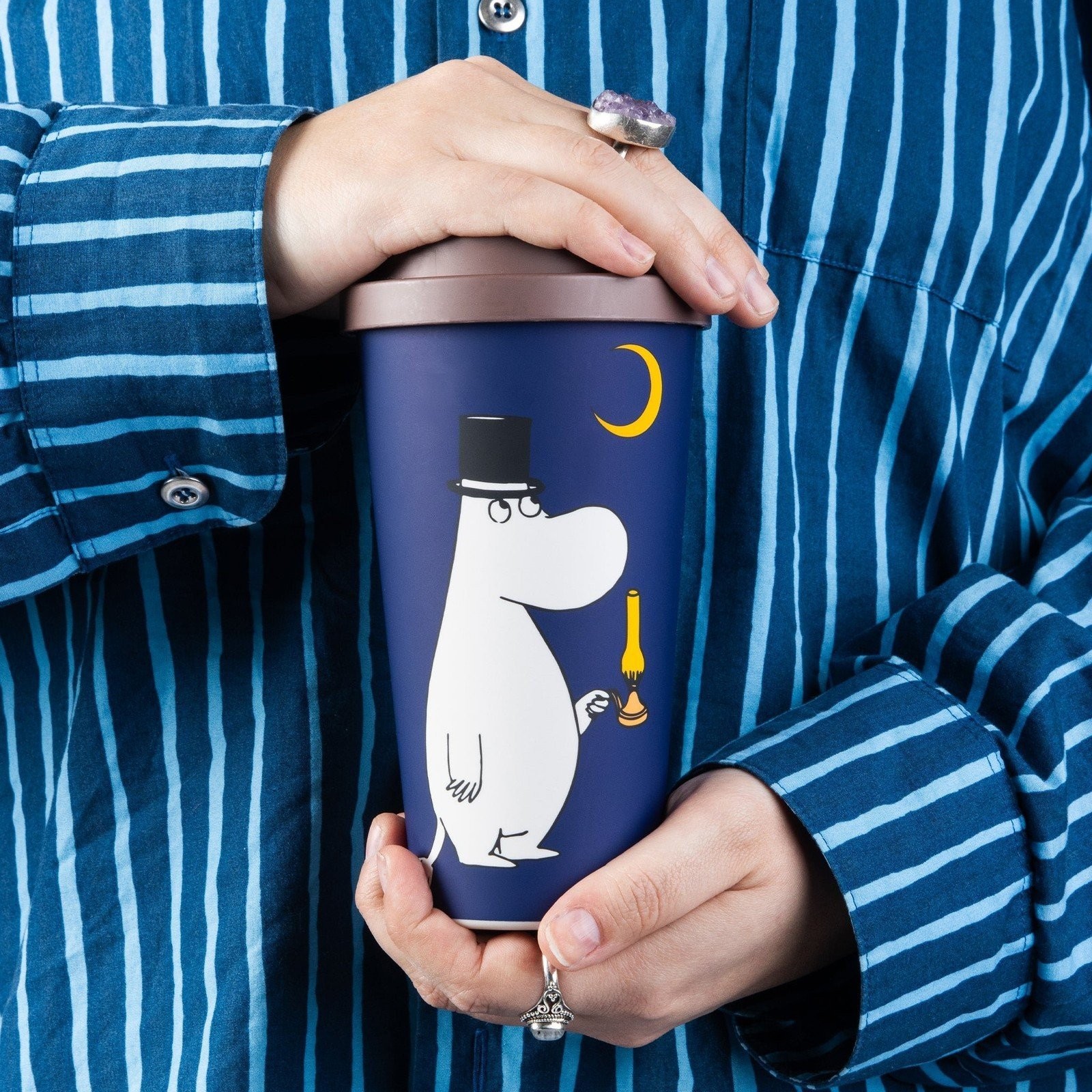 Moomin Moominpappa Candle Light Take-Away Mug | Navy Blue | 15.2 fl oz Licensed