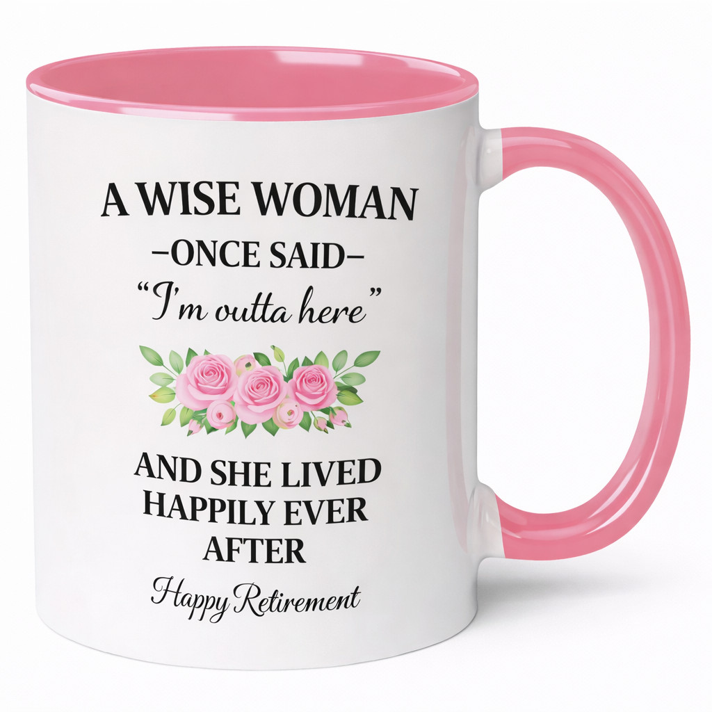 Funny Retirement Coffee Mug for Women | Happy Retirement Gift | Floral Ceramic M