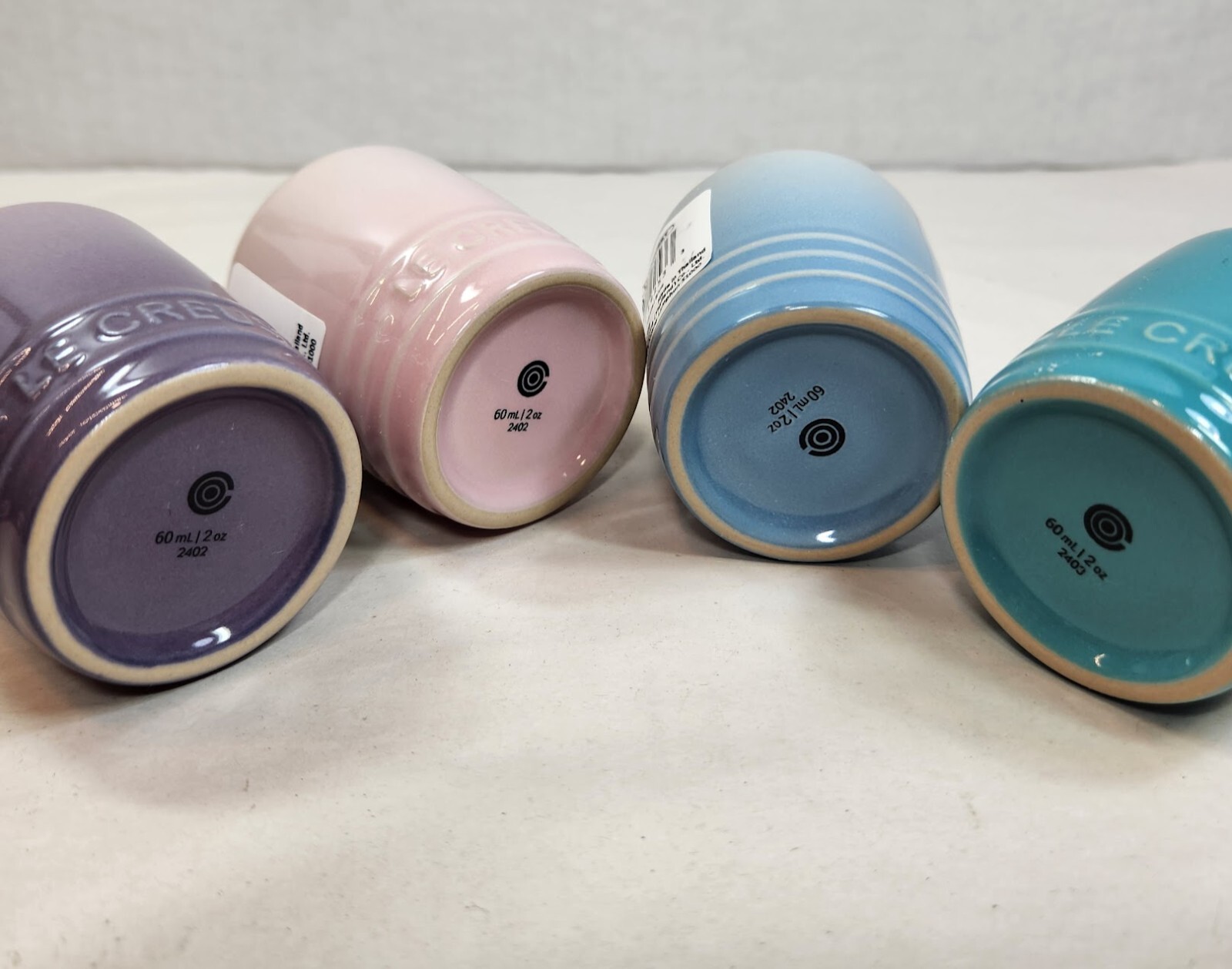 Le Creuset Set of 4 Signature Petite Tasse Pastel Tasting Cups 2 oz NWT