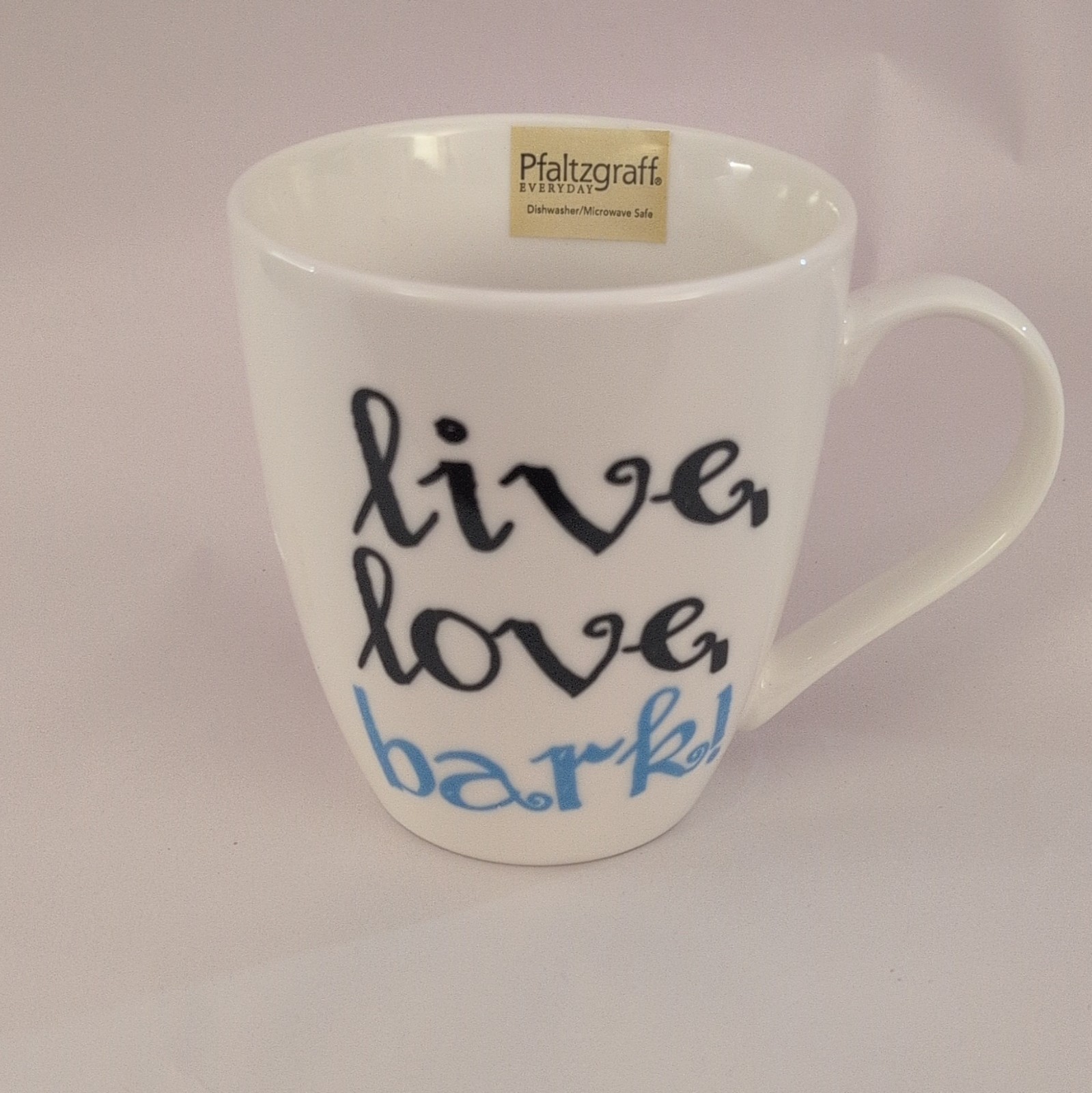 Pfaltzgraff Everyday Live Love Bark White Ceramic Mug 18 fl oz MW/DS Safe