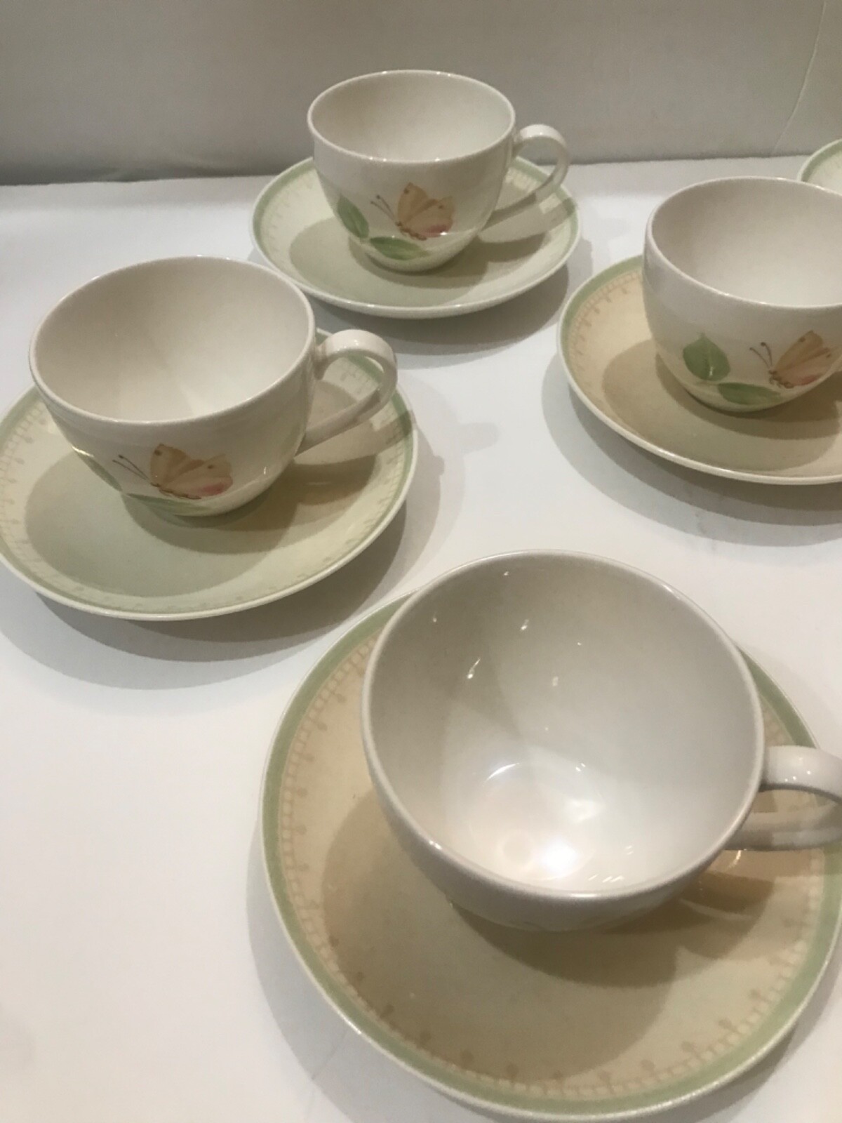 Villeroy Boch Florea Butterfly Set of 6 Tea Cups Made In Luxembourg