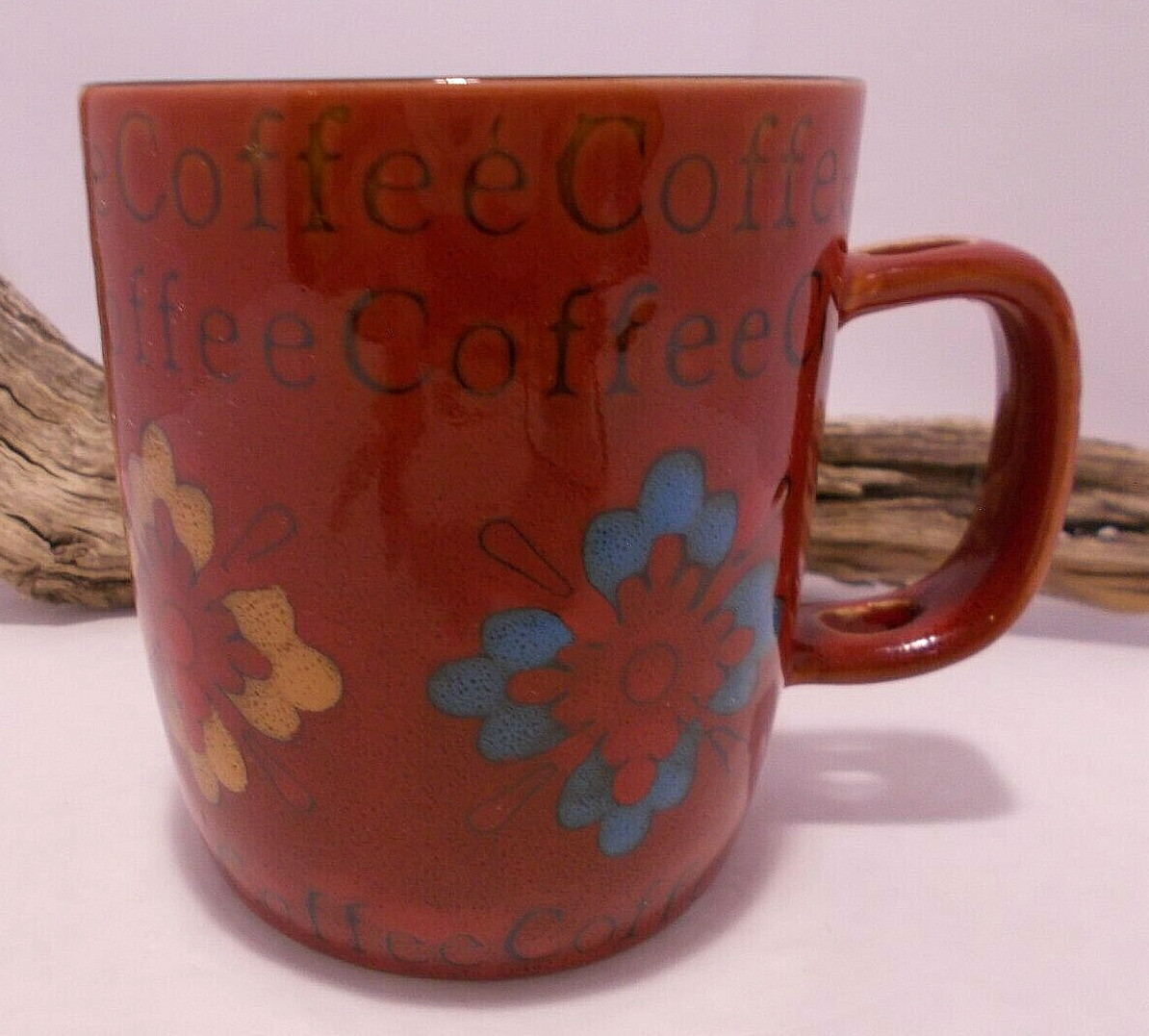 Mr. Coffee Vintage Coffee Tea Cup Ceramic Mid Century Modern Red w Spoon Holes