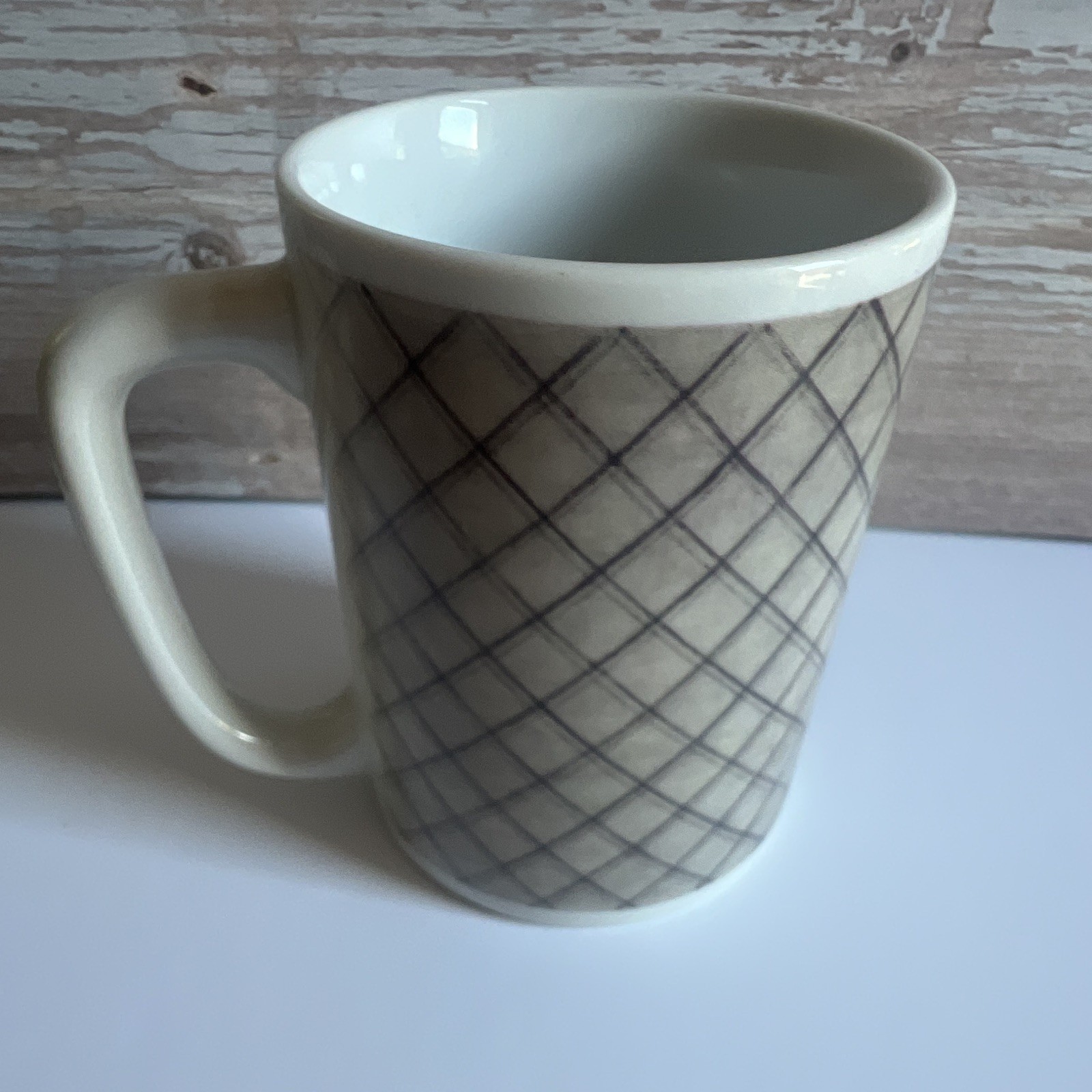 Otagiri Heartprint Cow Plaid Ceramic Coffee Mug 11 fl oz Japan Country Style