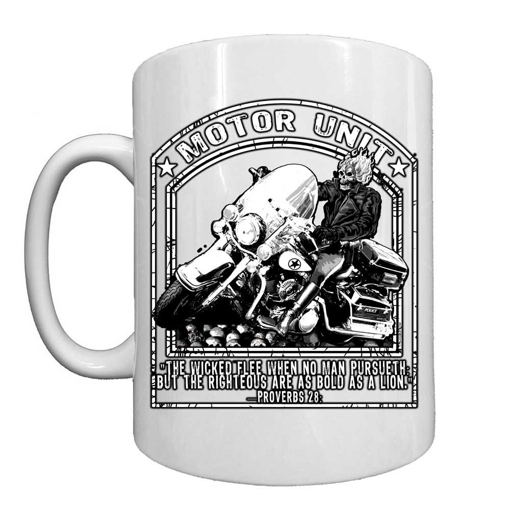 Motor Unit Ghost Rider Police Law Enforcement Black or Wh 15oz Custom Coffee Mug