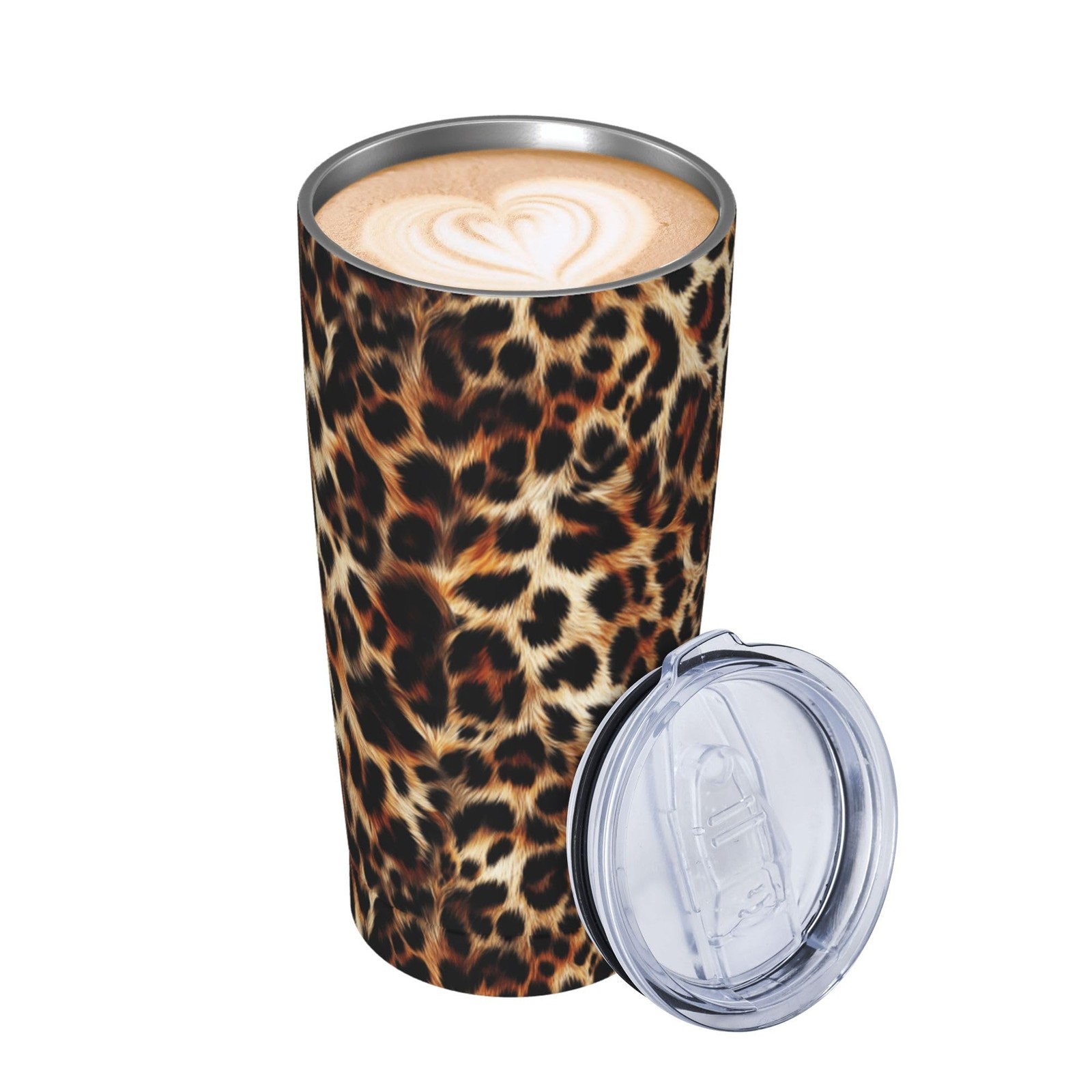 Leopard Print Tumbler with Lid and Straw for Women Leakproof Travel Coffee Mu…