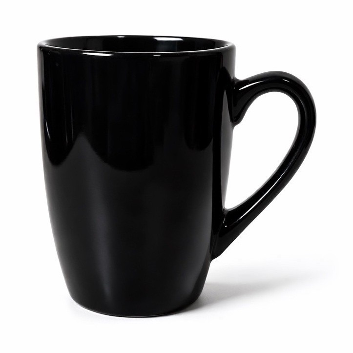 Black Ceramic Round Coffee Mug Solid Color