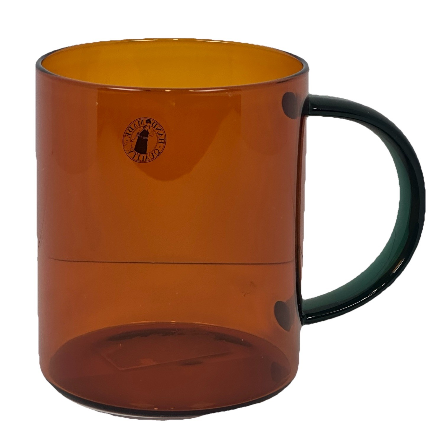 IKEA Amber Glass Mug Green Handle Scandinavian Modern Coffee Tea Cup 30594716