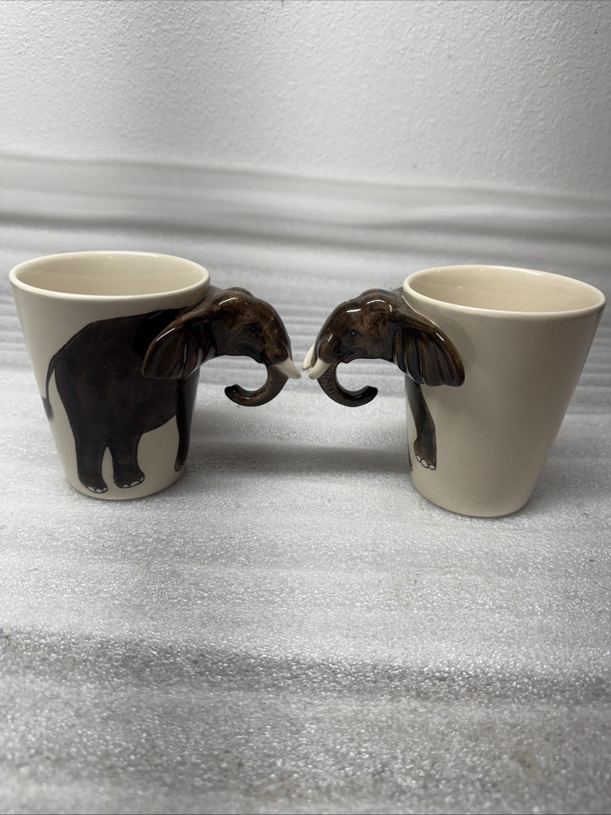 2x World Market Made in Thailand Elephant 3D Ceramic Coffee Mug Tea Cup