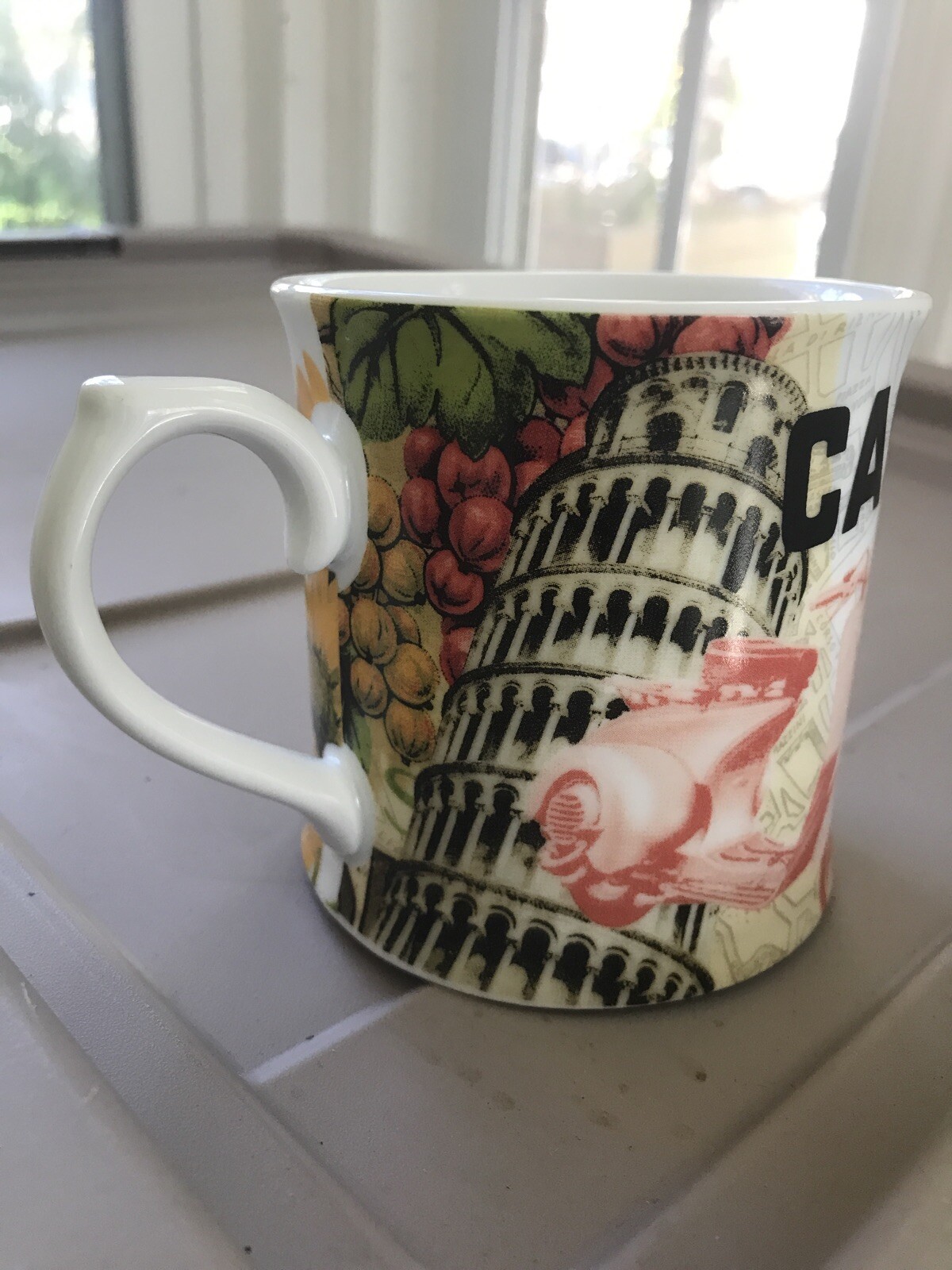 CAFE ITALY COFFEE MUG. ROME SKYLINE PORCELAIN MUG. Art Deco Print Mug. B106