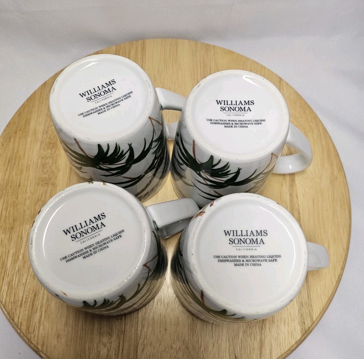 Williams Sonoma Pavao Birds Bamboo Collection Porcelain Mugs Set Of 4 Retired