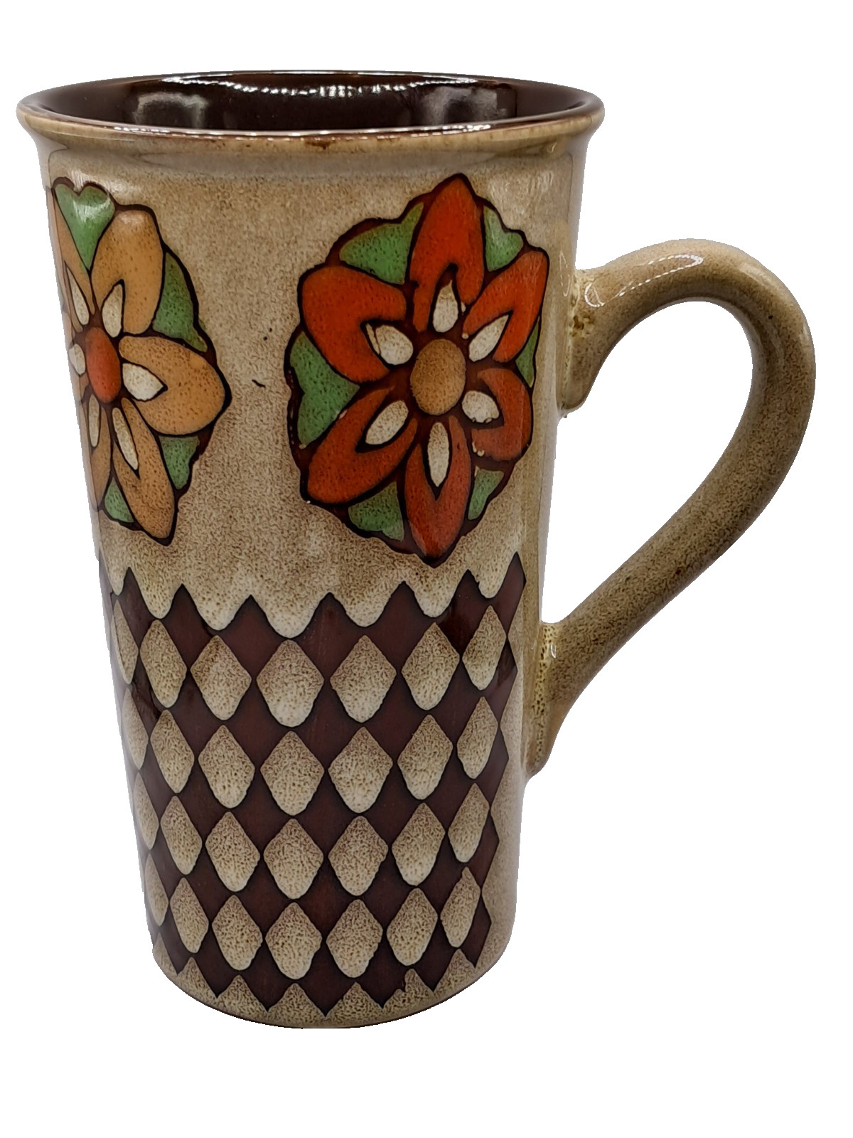 Mid Century Modern Style Kitchen Hand Painted Flowers Ceramic Coffee Latte Mug