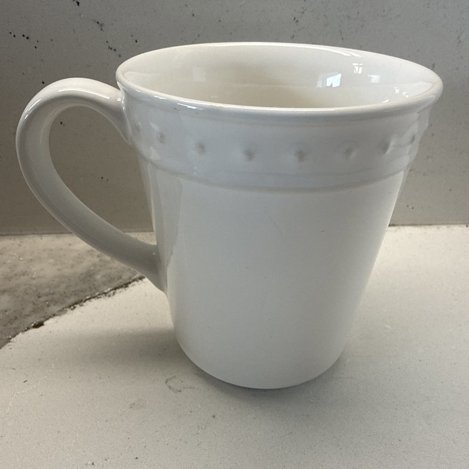 Vintage World Market Nantucket Coffee Cup Mug White Beaded Edge Portugal