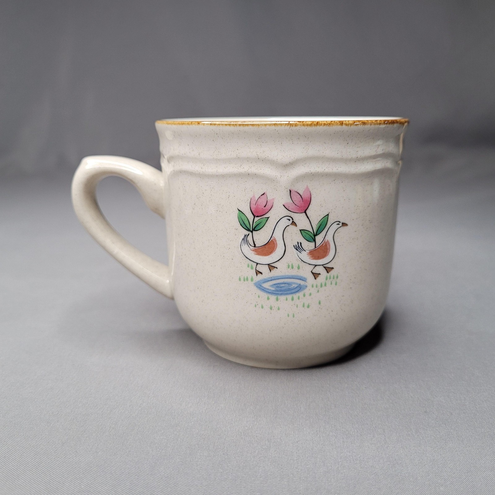 Vintage International Stoneware Coffee Mug Country Village Farm Animals Japan