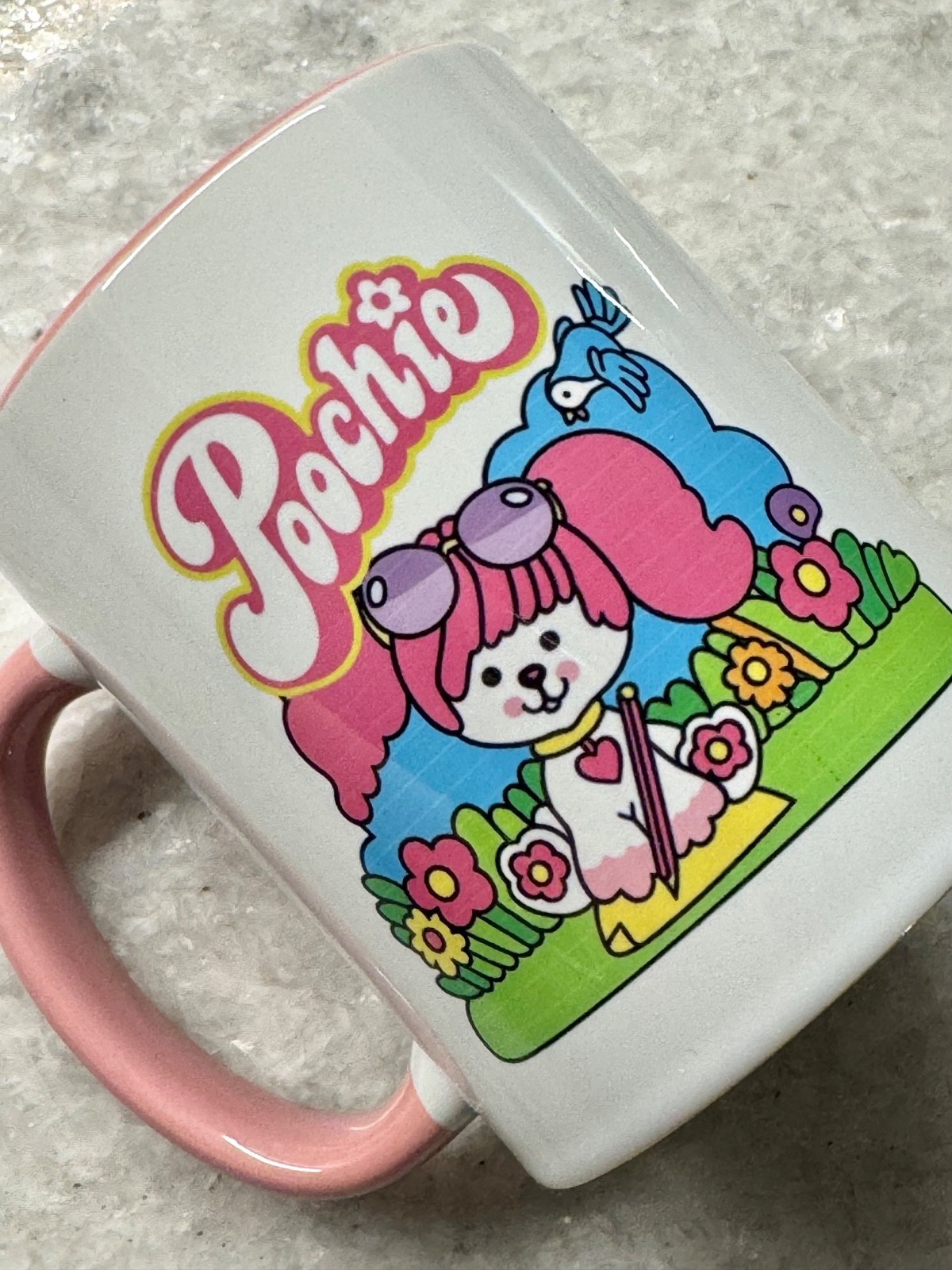 New Poochie Dog Retro 80s Style Ceramic Coffee Mug Cup w/ Pink Interior – 10oz