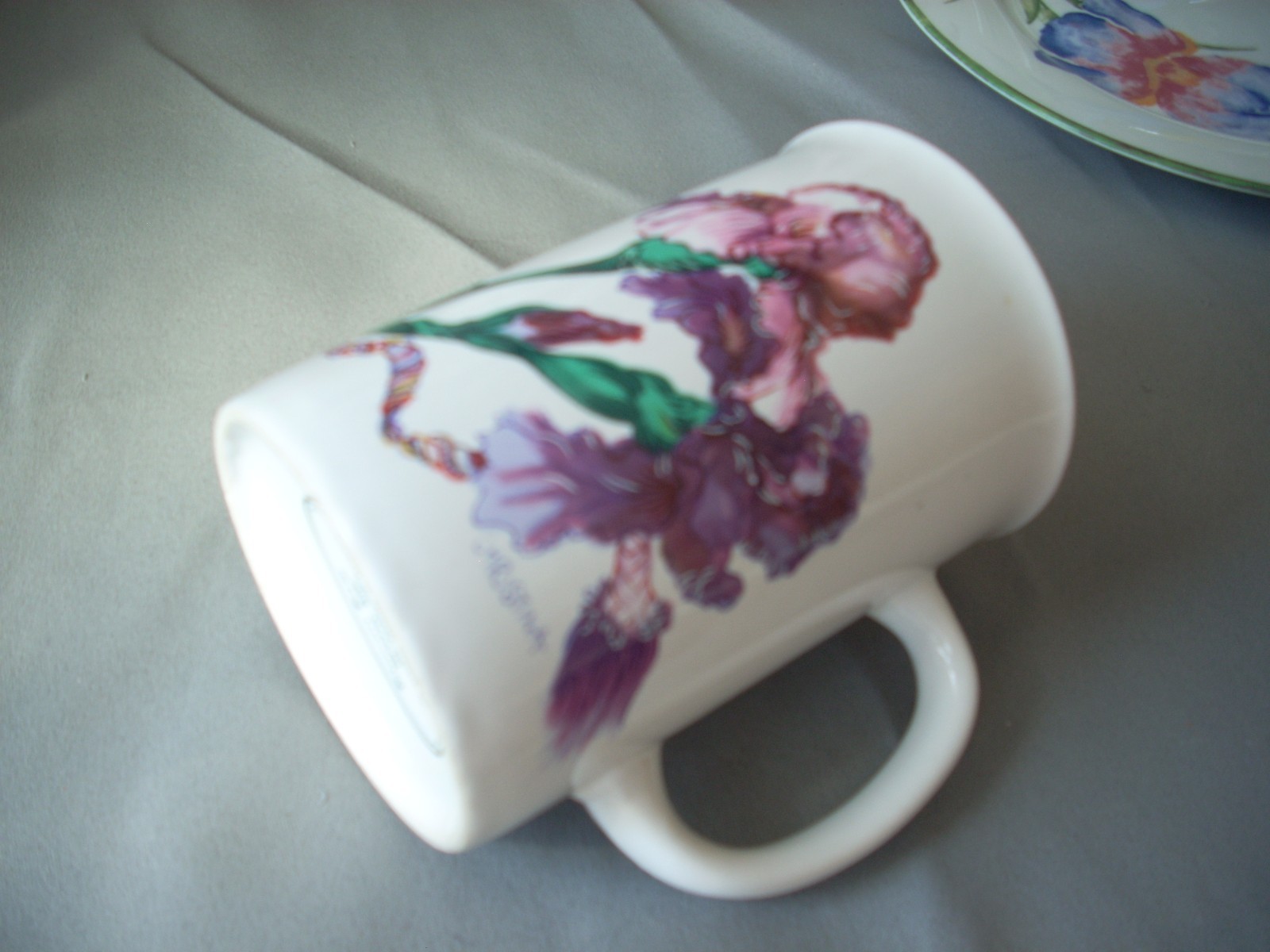3 Pc Lot Purple Irises Mugs Plate Otagiri Pier 1 Porcelain
