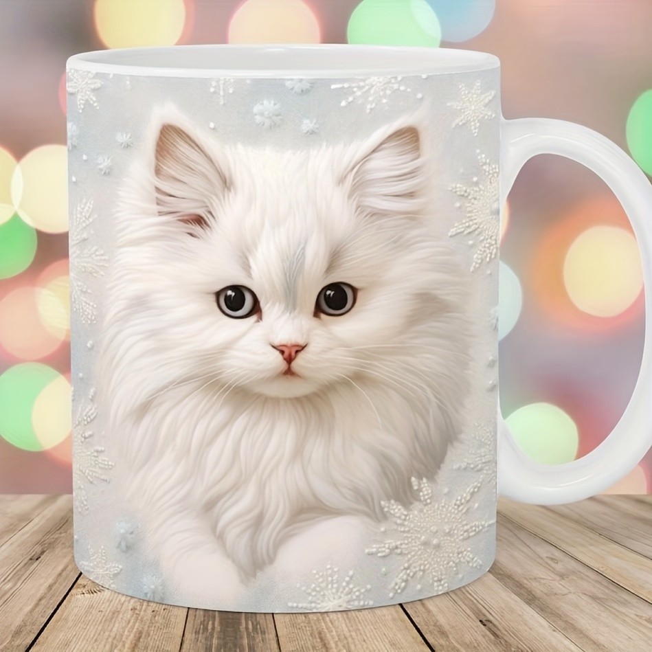 Cat Coffee Mug – Cute Kitten Lover Gift – Ceramic Tea Cup
