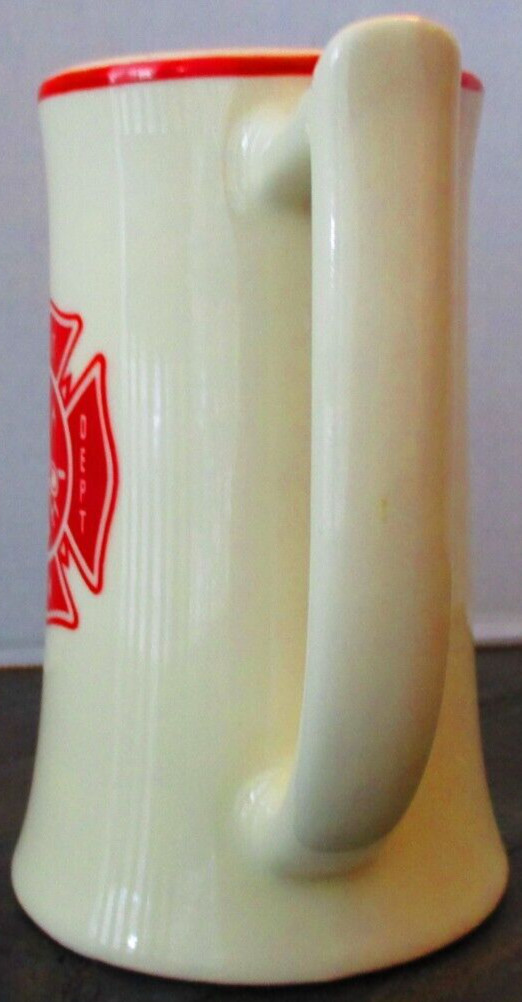 Fire Department Credit Union Beer Mug, White & Red