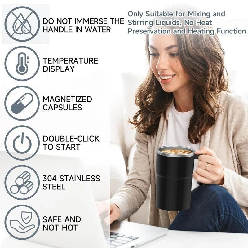 Automatic Magnetic Electric Self Stirring Mug Cup Mixing Coffee Milk Tea Beer US