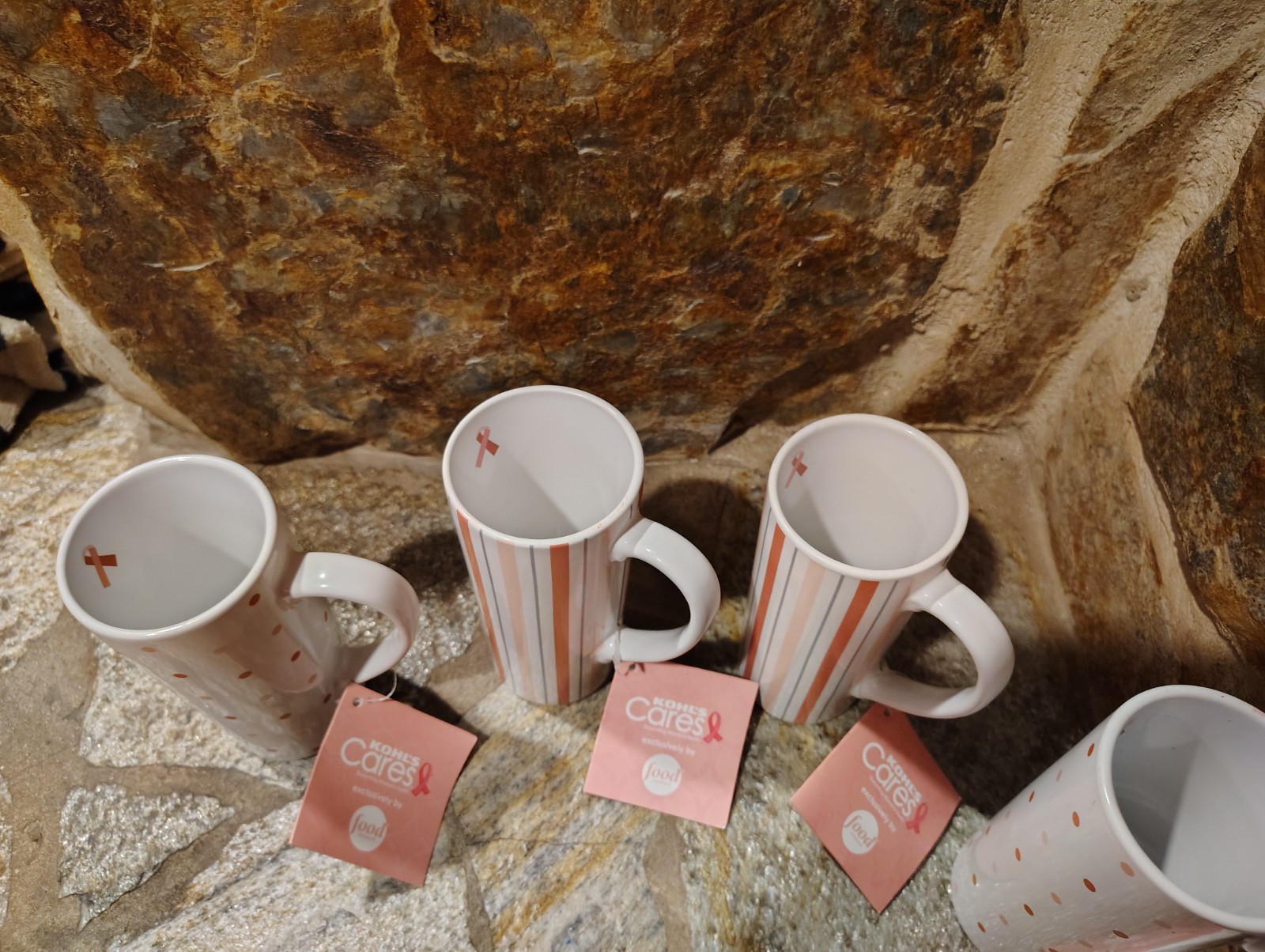 Food Network 8 oz Tall Mug Coffee Cup Kohl’s Cares Breast Cancel Set of 4